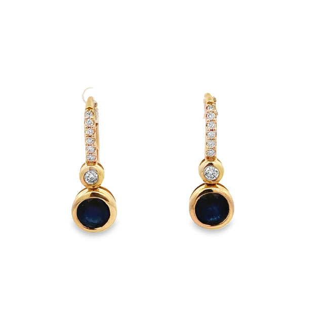 Sapphire and Diamond Drop Earrings in Yellow Gold