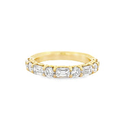 Emerald and Baguette Cut Diamond Band in 18k Yellow Gold