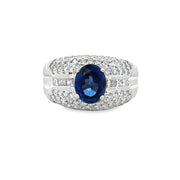 Statement Sapphire and Diamond Ring in White Gold
