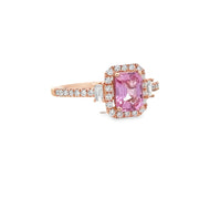 Pink Sapphire and Diamond Ring in Rose Gold