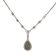 Australian Boulder Opal and Diamond Necklace in White Gold