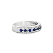 Sapphire and Diamond Band in White Gold