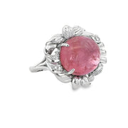 Vintage 1950s-60s 18k White Gold Pink Tourmaline and Diamond Ring