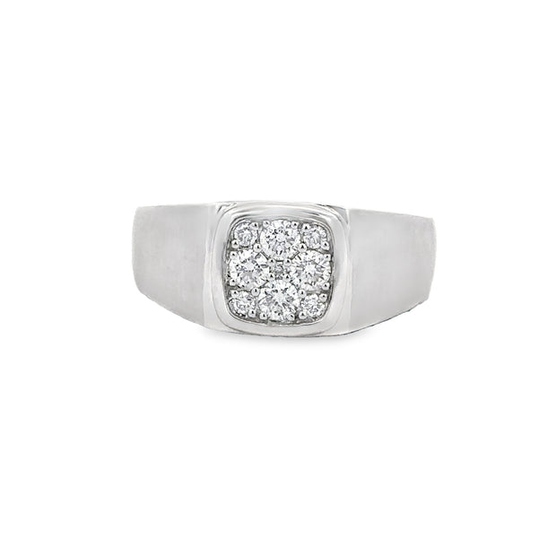 Gents Diamond Cluster Ring in White Gold