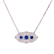 Art Deco Inspired Sapphire and Diamond Necklace in White Gold