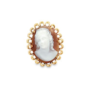 Vintage 1960s-70s Shell Cameo Ring in 18k Yellow Gold