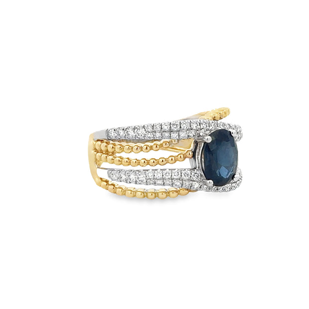 Sapphire and Diamond Ring in Two Tone Gold