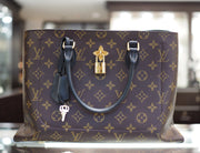Pre-Owned Louis Vuitton Monogram Flower Tote Noir Handbag with Strap