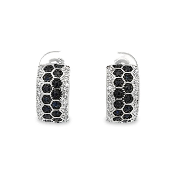 Sapphire and Diamond Huggie Earrings in White Gold