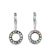 Multicolored Sapphire and Diamond Earrings in White Gold
