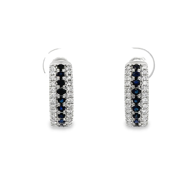 Sapphire and Diamond Huggie Earrings in White Gold