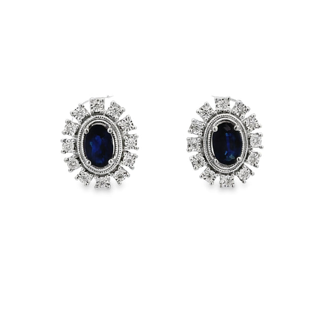 Sapphire and Diamond Stud Earrings in White Gold