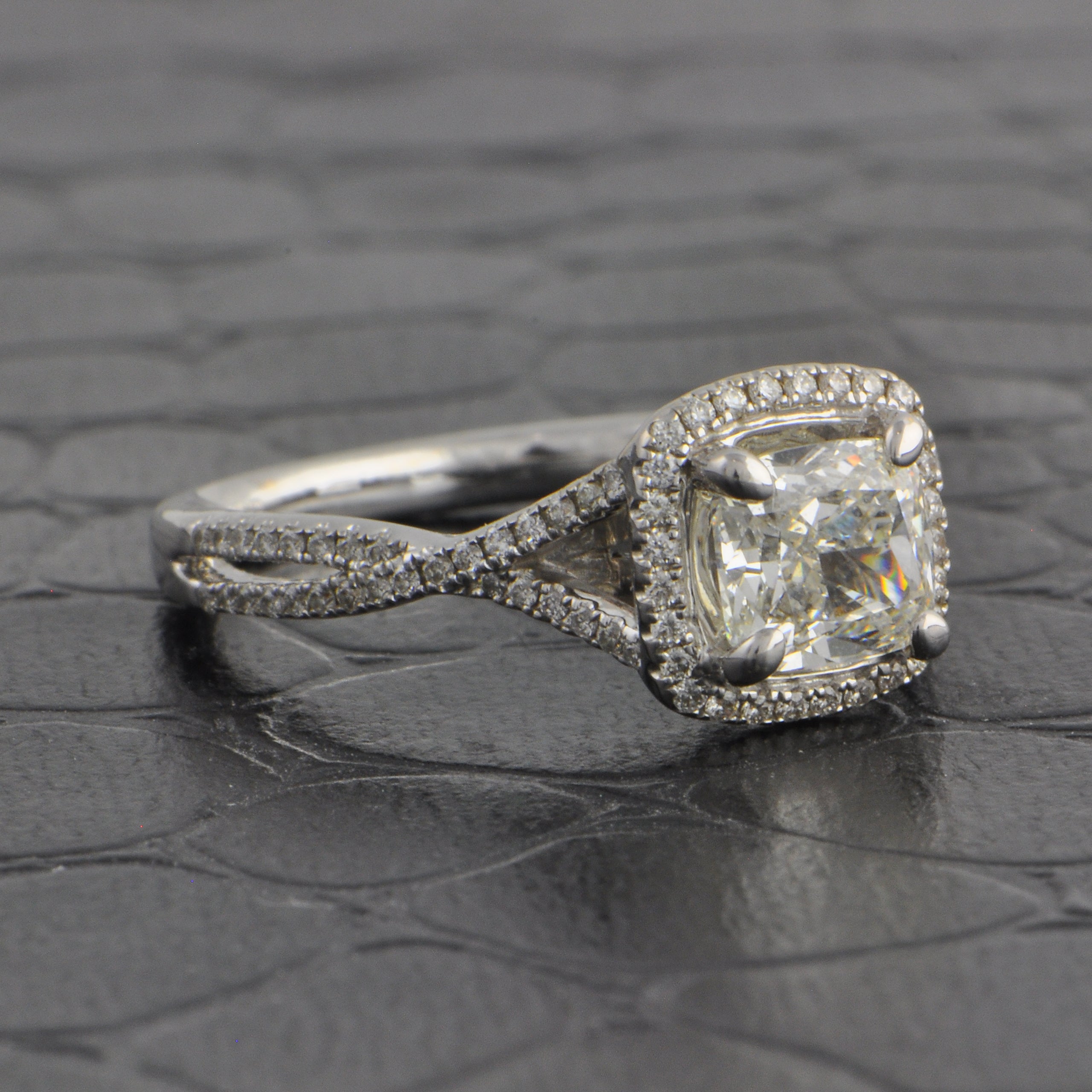 GIA 1.02 ct. J-VS2 Cushion Cut Diamond Engagement Ring in White Gold
