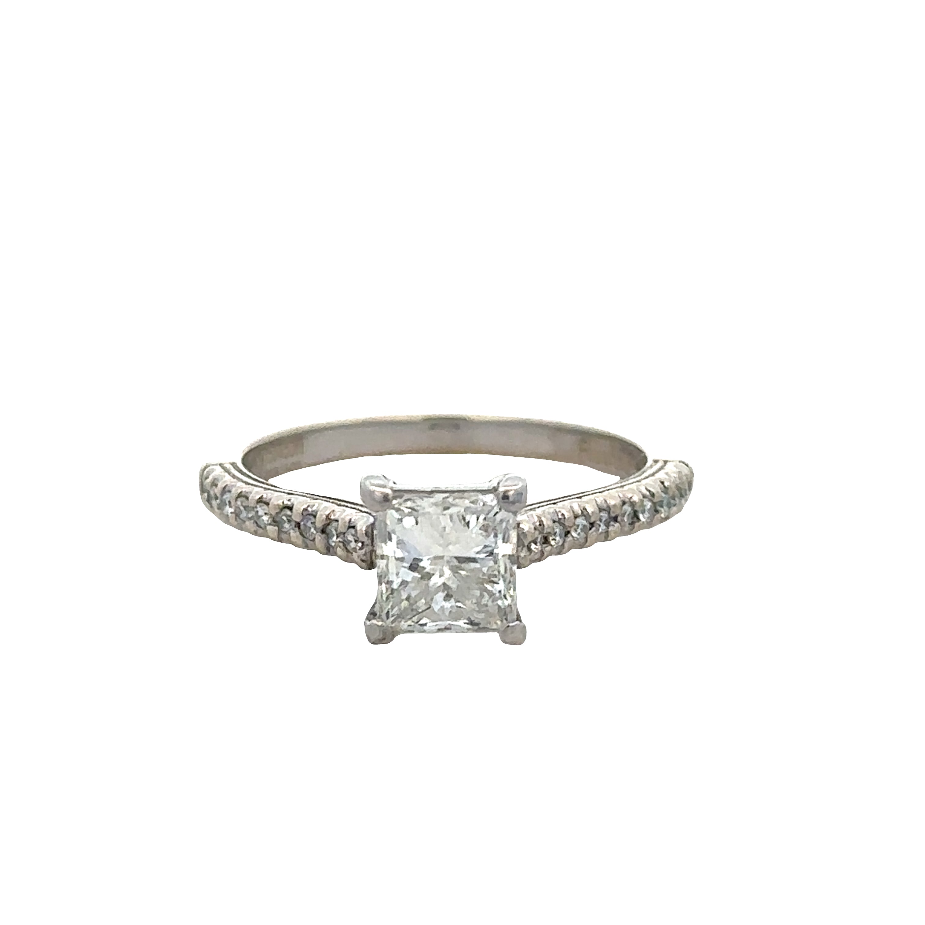 18k White Gold Princess-Cut Diamond Engagement Ring – Size 5.5