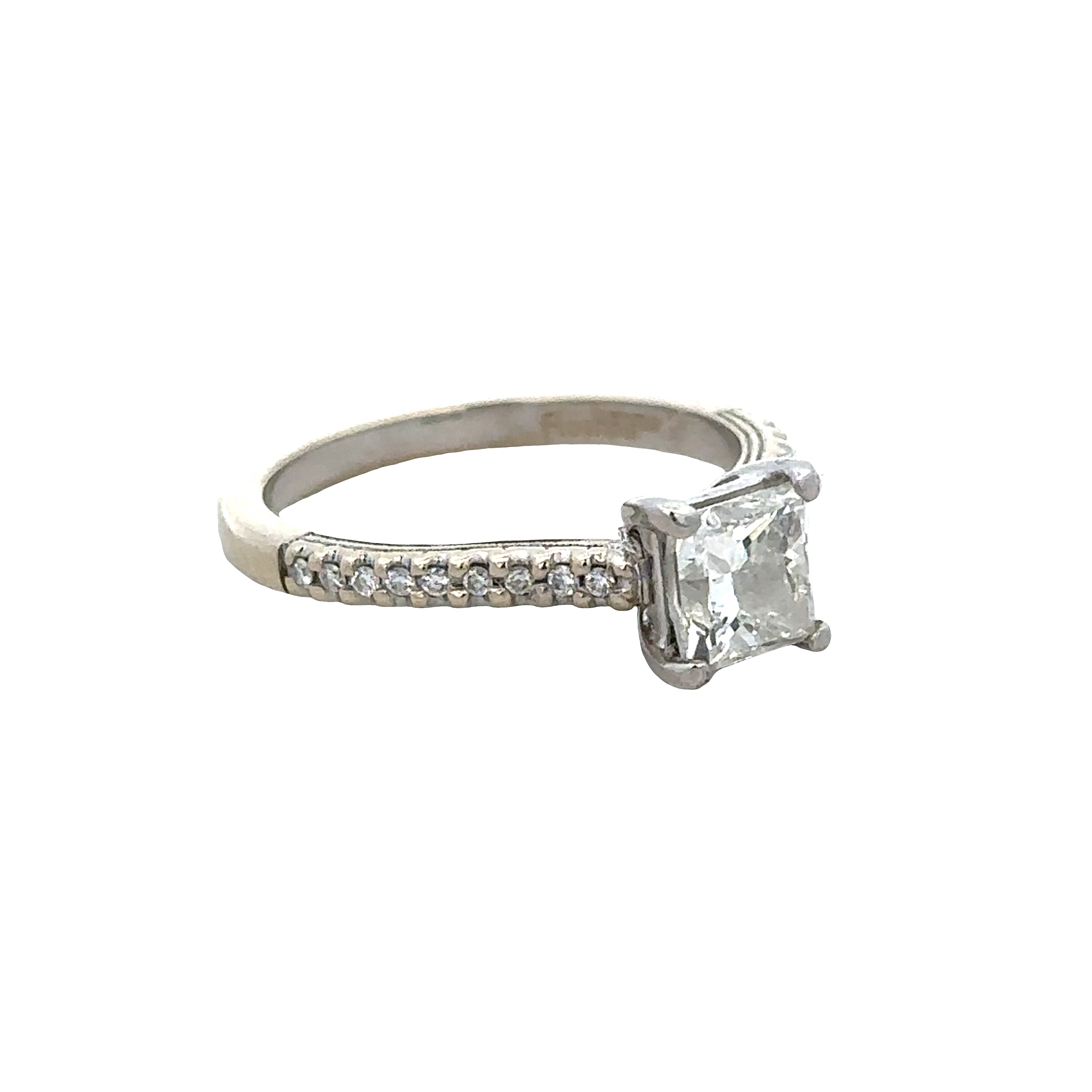 18k White Gold Princess-Cut Diamond Engagement Ring – Size 5.5