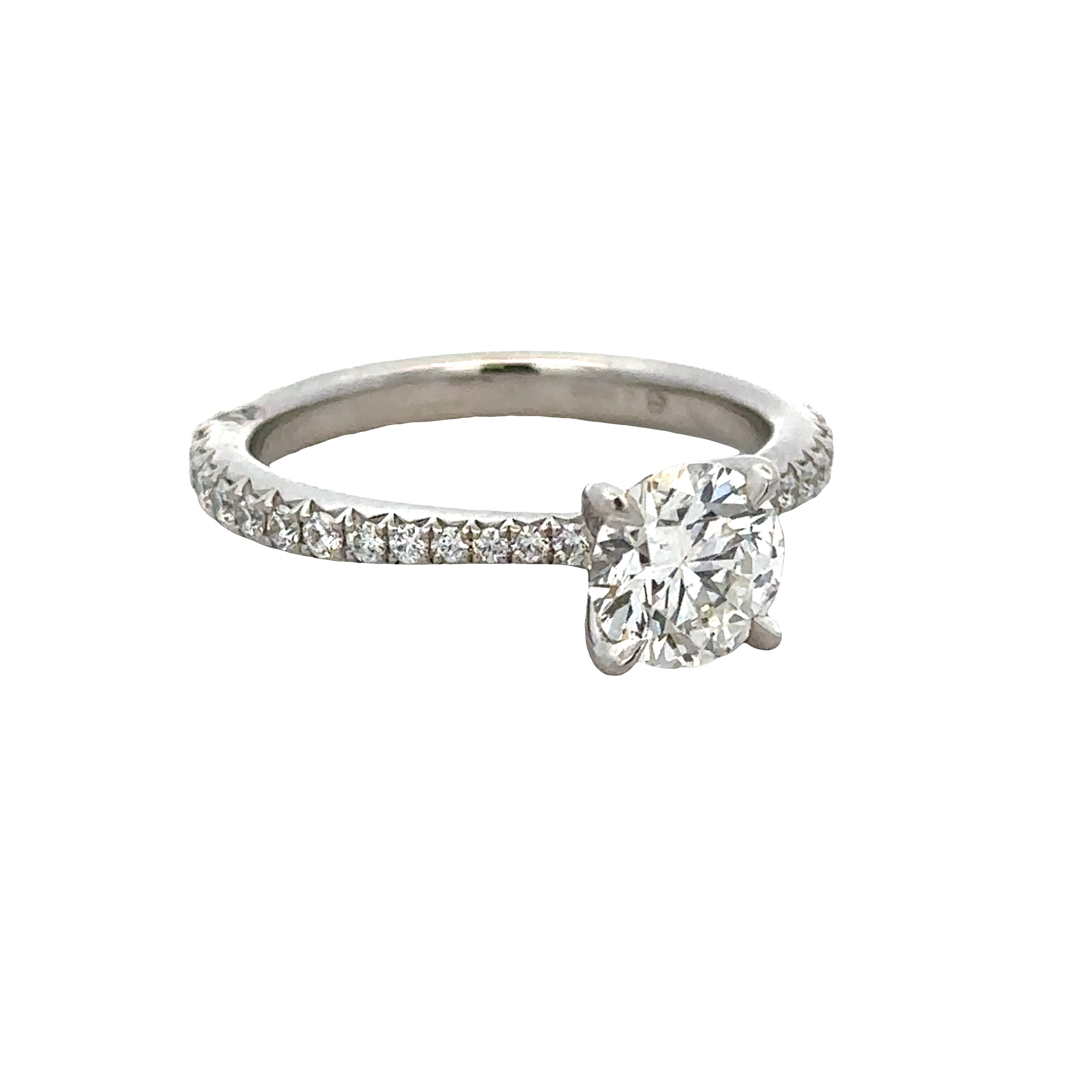 Platinum Diamond Engagement Ring with Accent Diamonds – Size 6.5