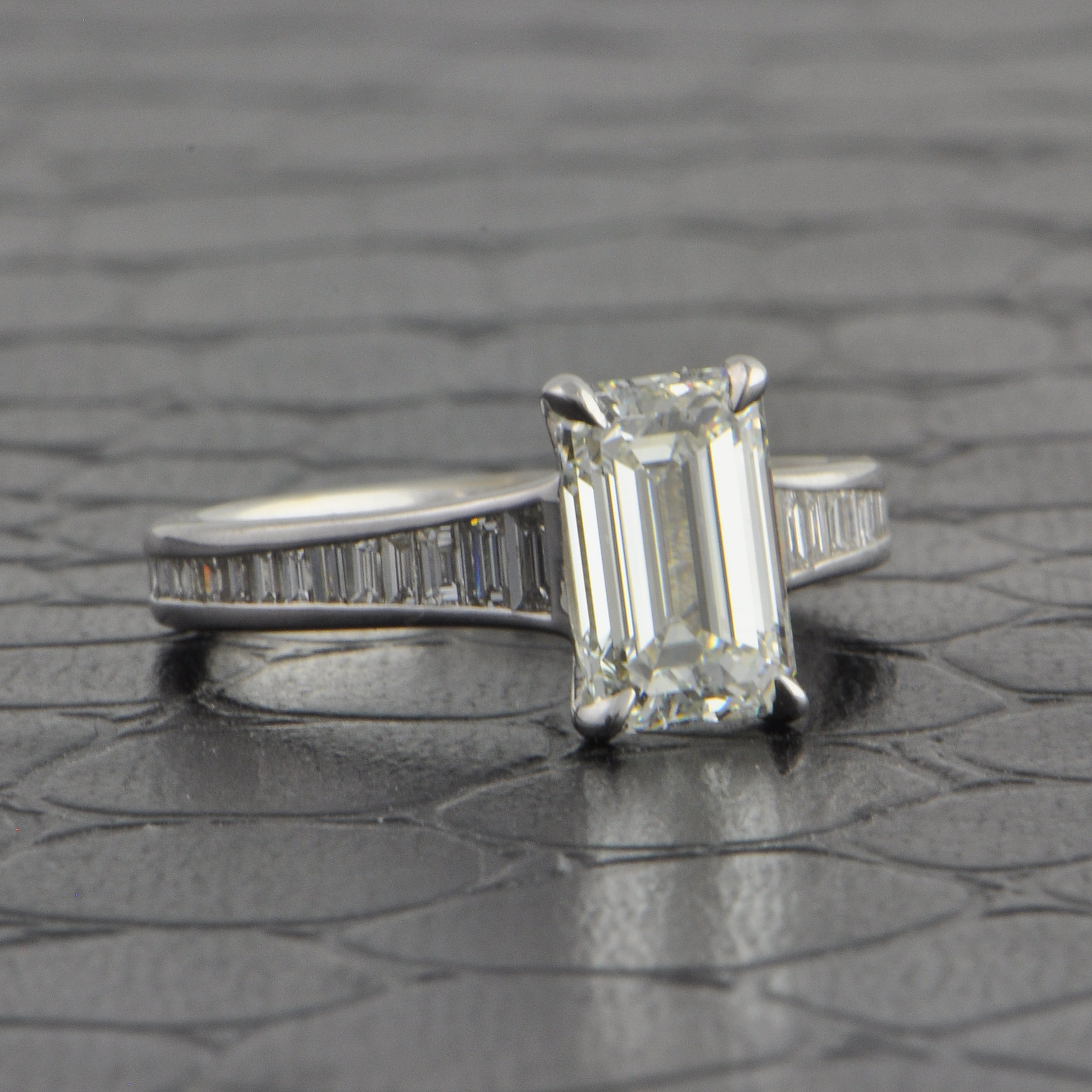 GIA 2.01 ct. I-SI1 Emerald Cut Diamond Engagement Ring in White Gold