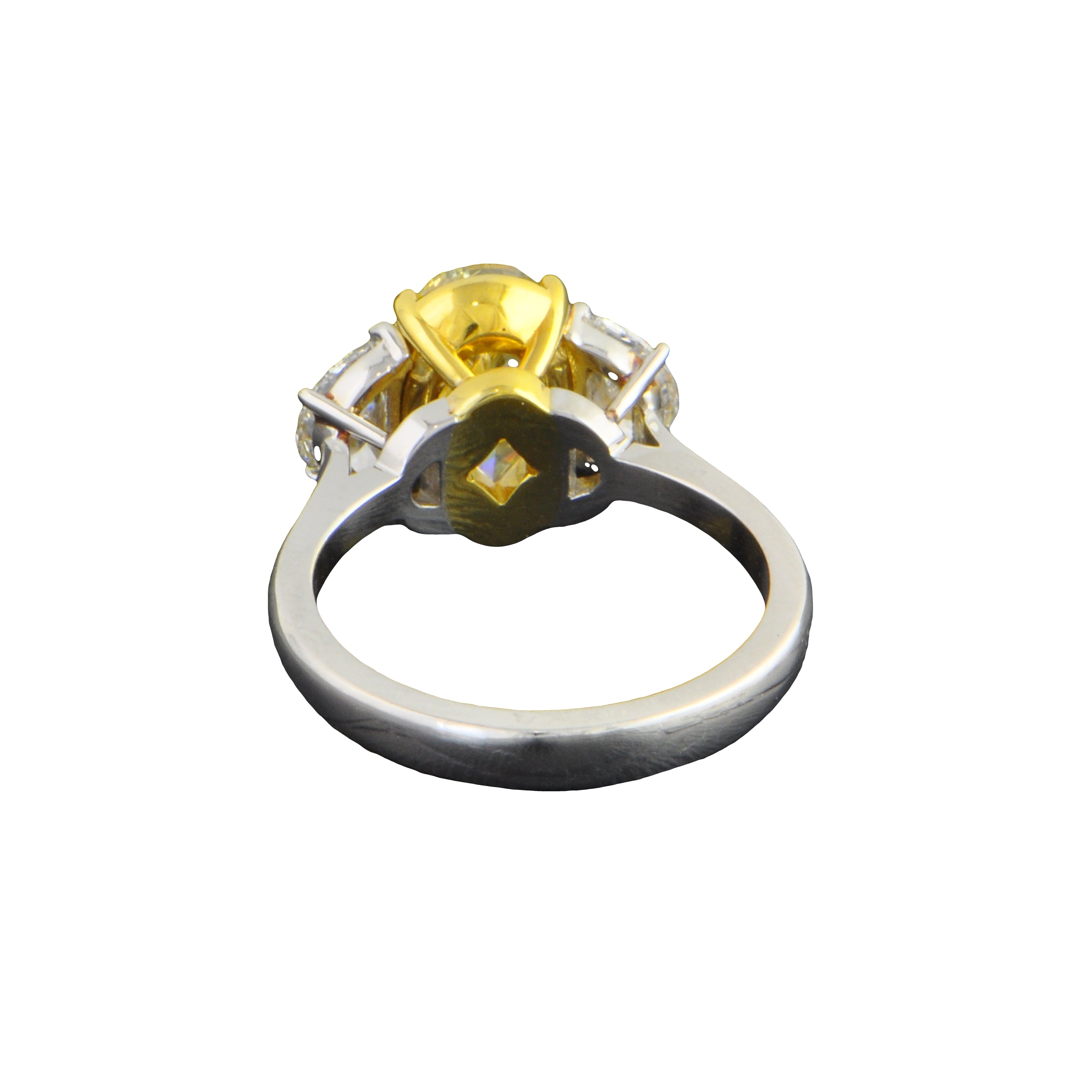 Fancy Light Yellow Oval Cut Diamond Ring in Platinum