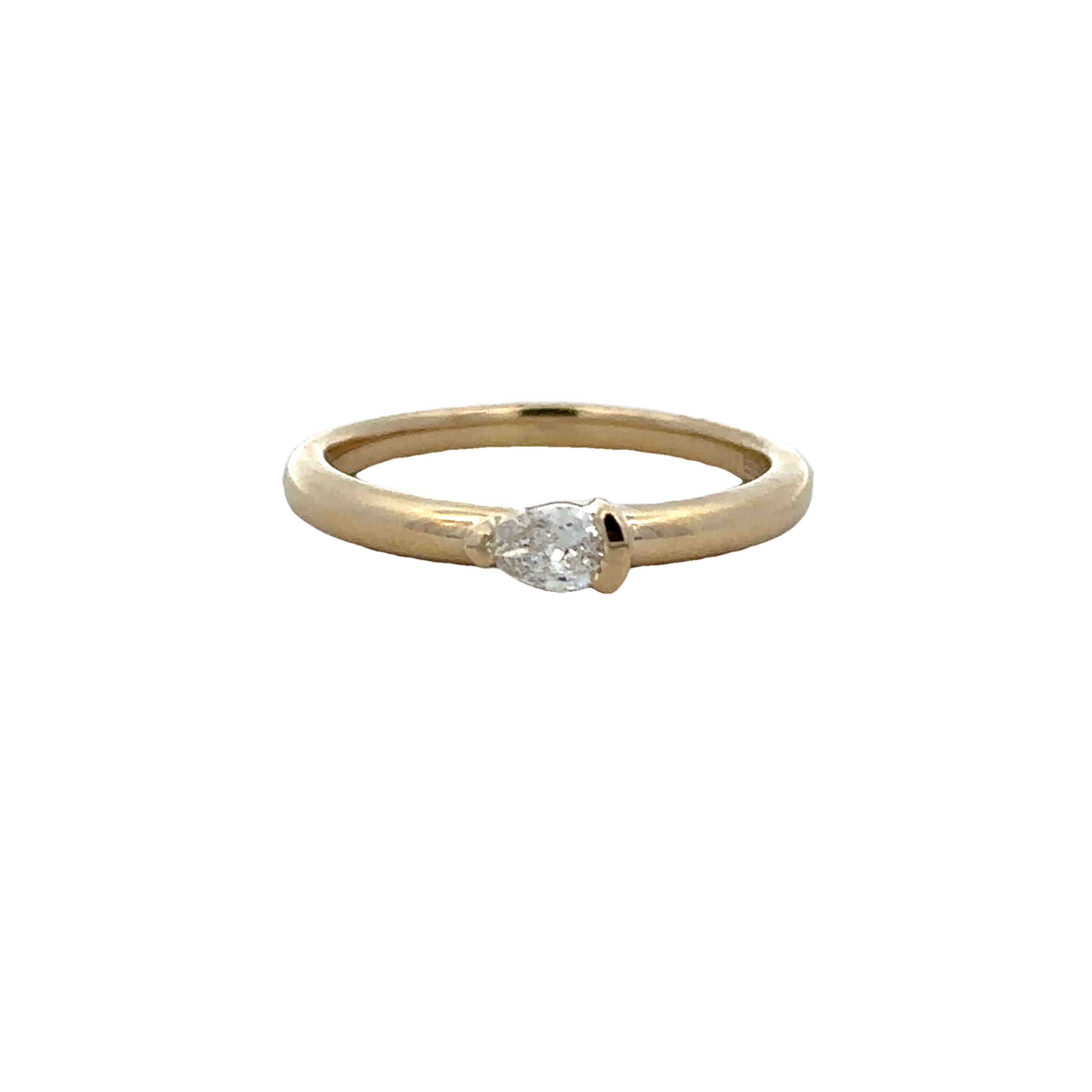 Pear Cut Diamond Band Ring in Yellow Gold