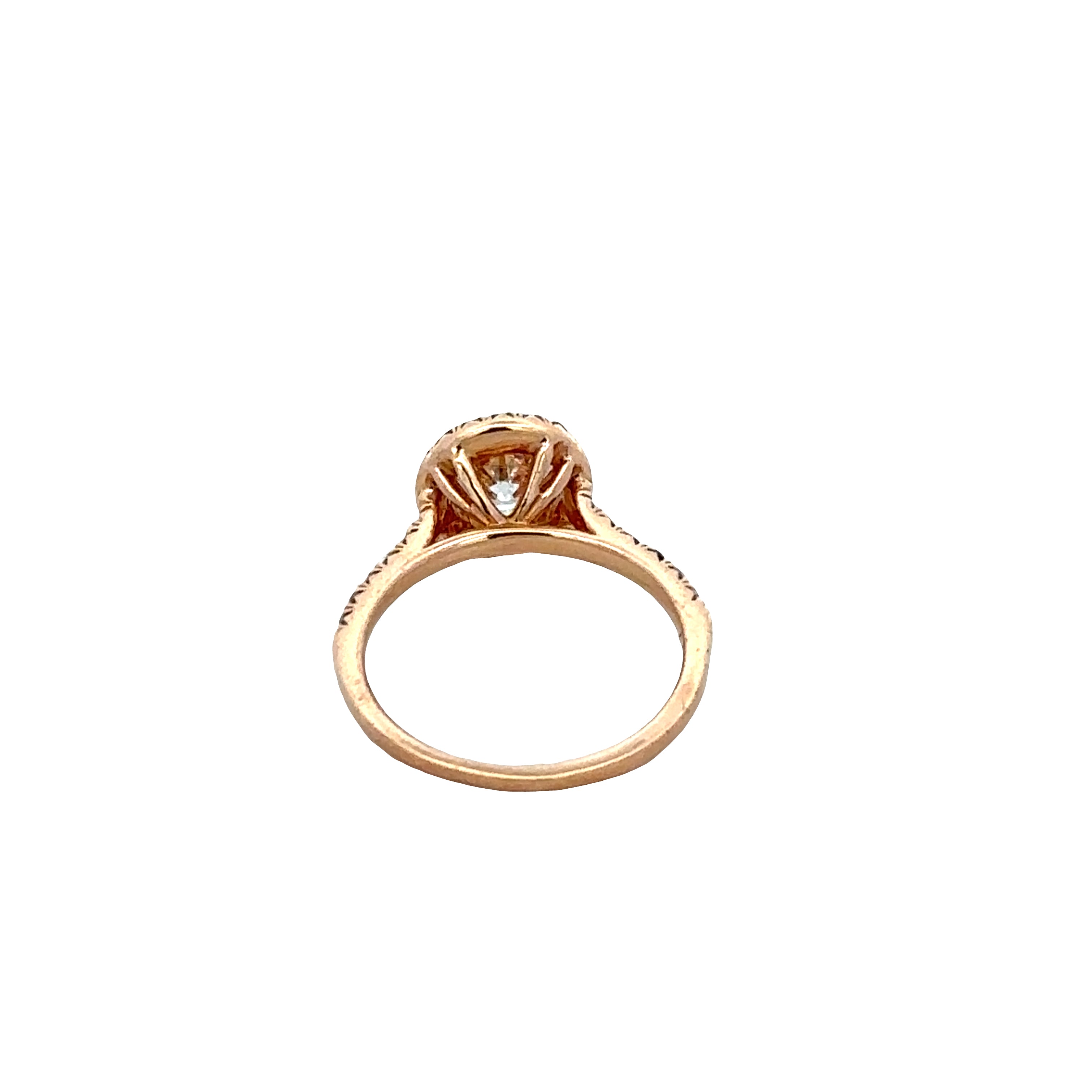 18k Rose Gold Diamond Halo Engagement Ring – GIA Certified, Size 3.75