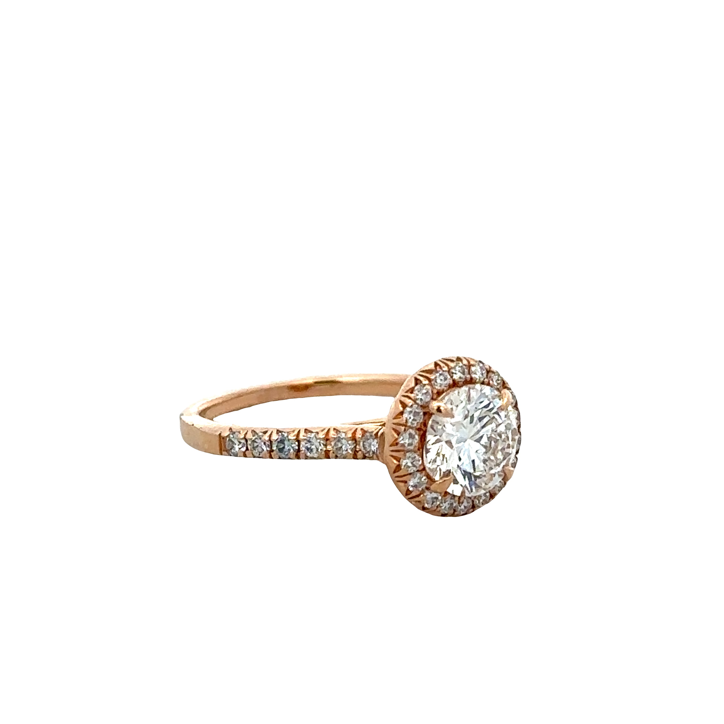 18k Rose Gold Diamond Halo Engagement Ring – GIA Certified, Size 3.75