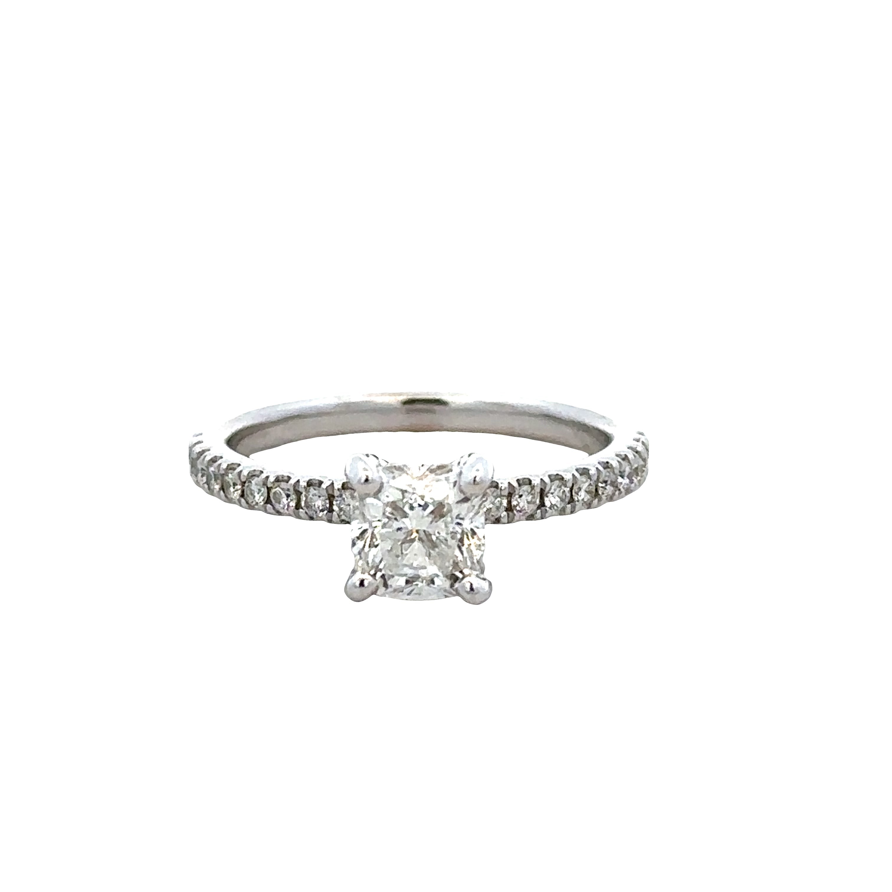 14k White Gold Cushion-Cut Diamond Engagement Ring – Size 5.5