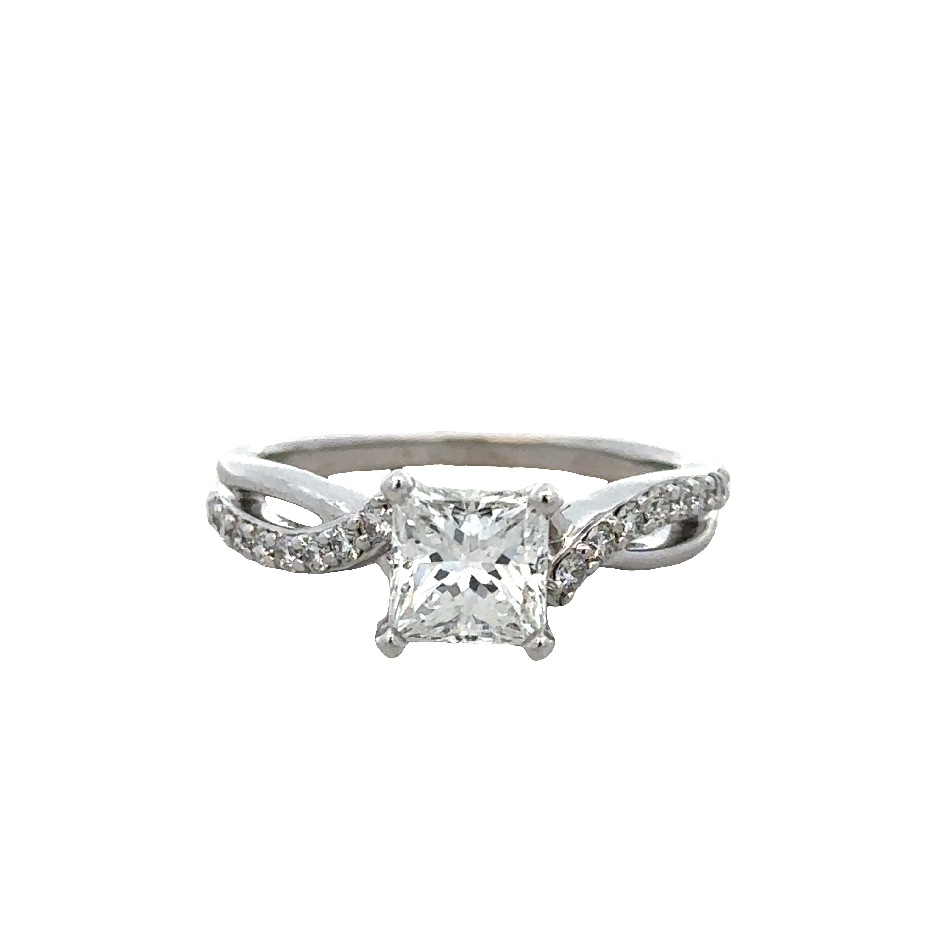 14k White Gold Princess-Cut Diamond Engagement Ring – Size 5.5