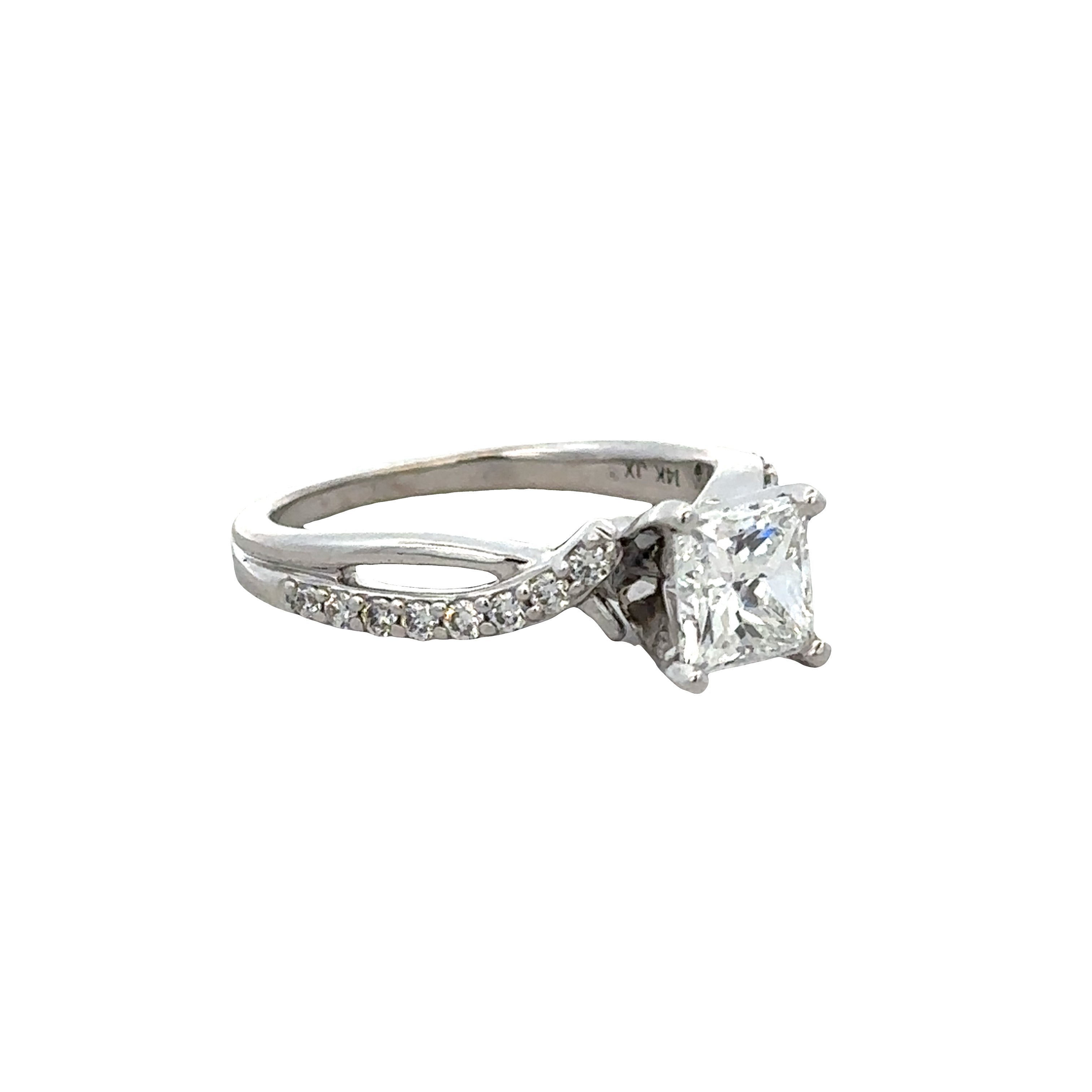 14k White Gold Princess-Cut Diamond Engagement Ring – Size 5.5
