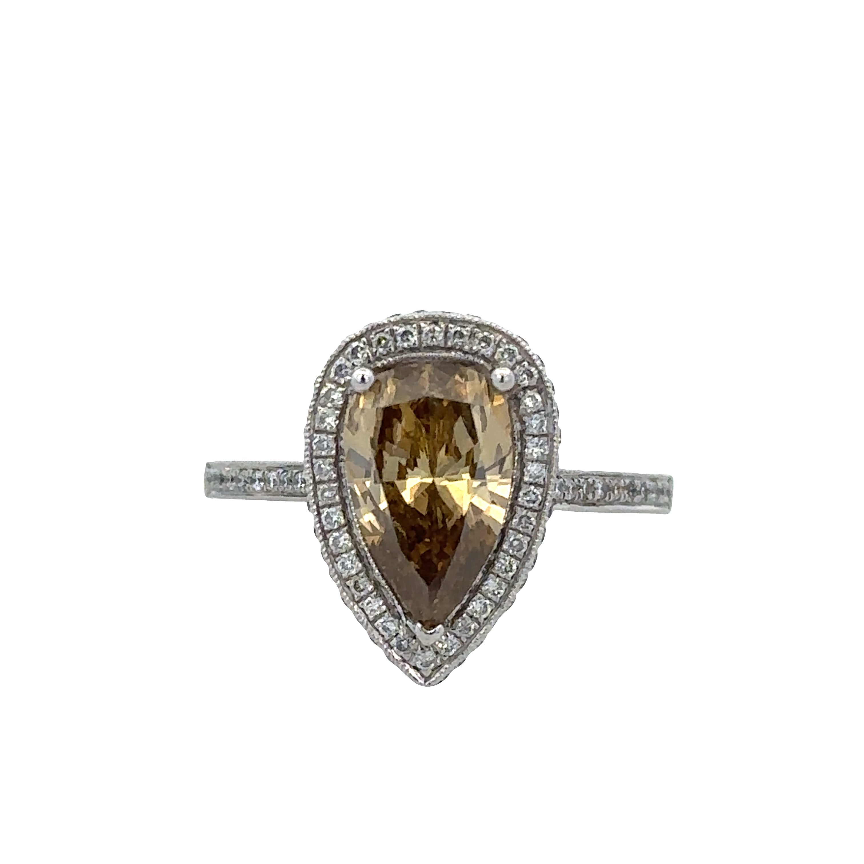Platinum Pear-Shaped Fancy Color Diamond Halo Ring