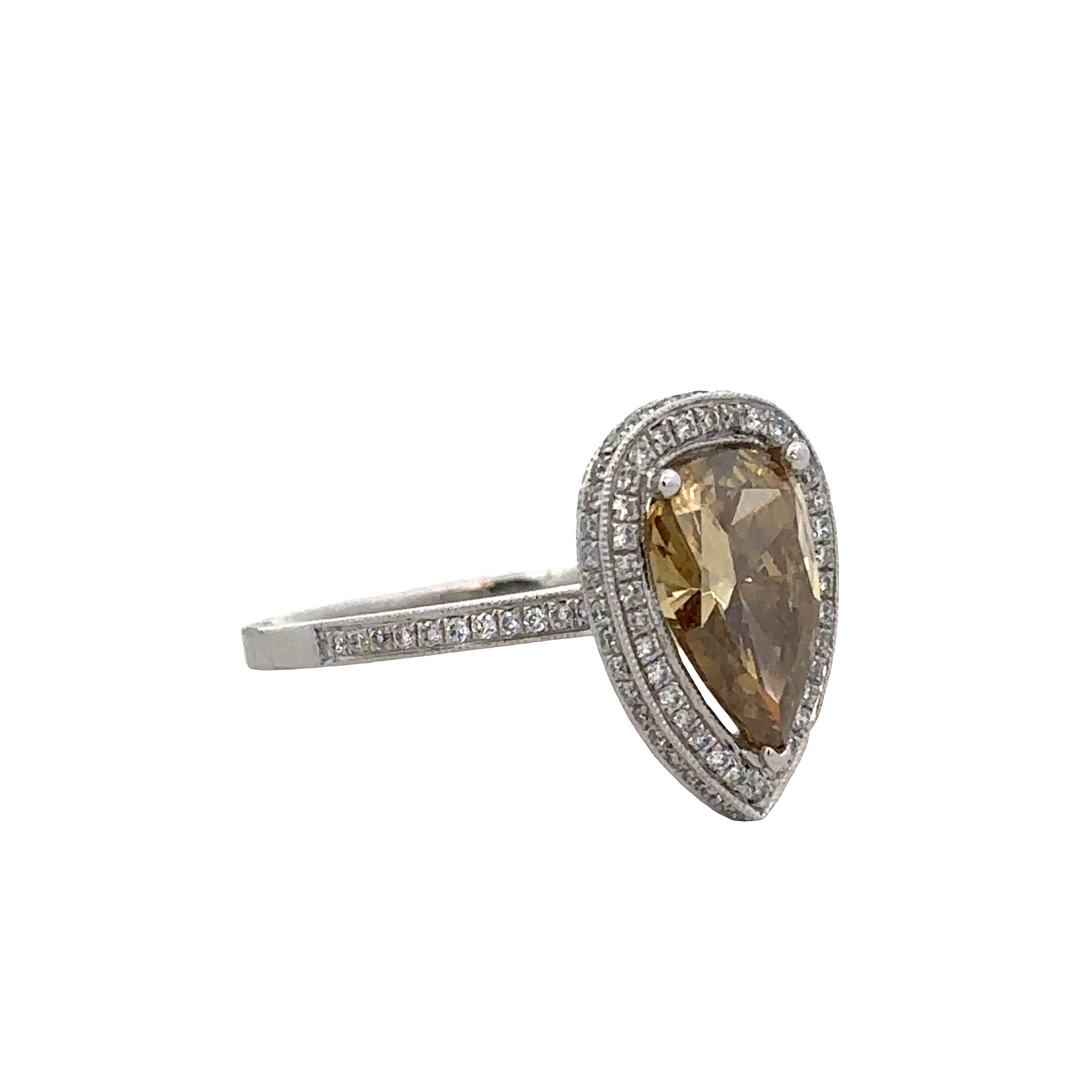 Platinum Pear-Shaped Fancy Color Diamond Halo Ring
