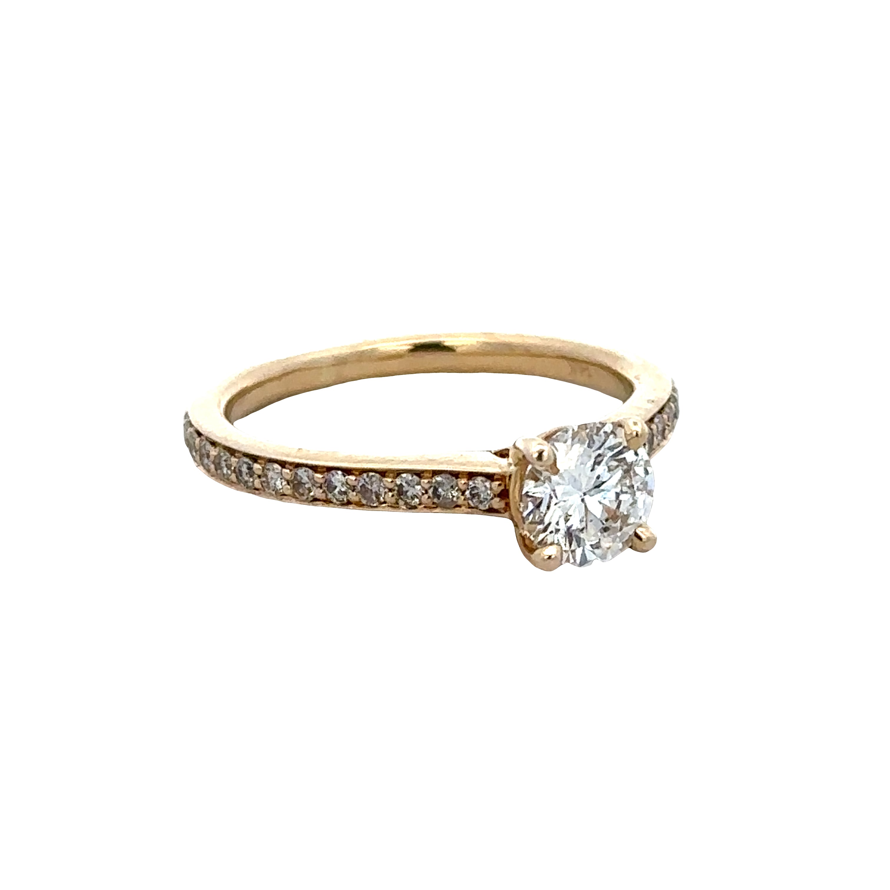 14k Yellow Gold Diamond Engagement Ring with Accent Stones – Size 6.75