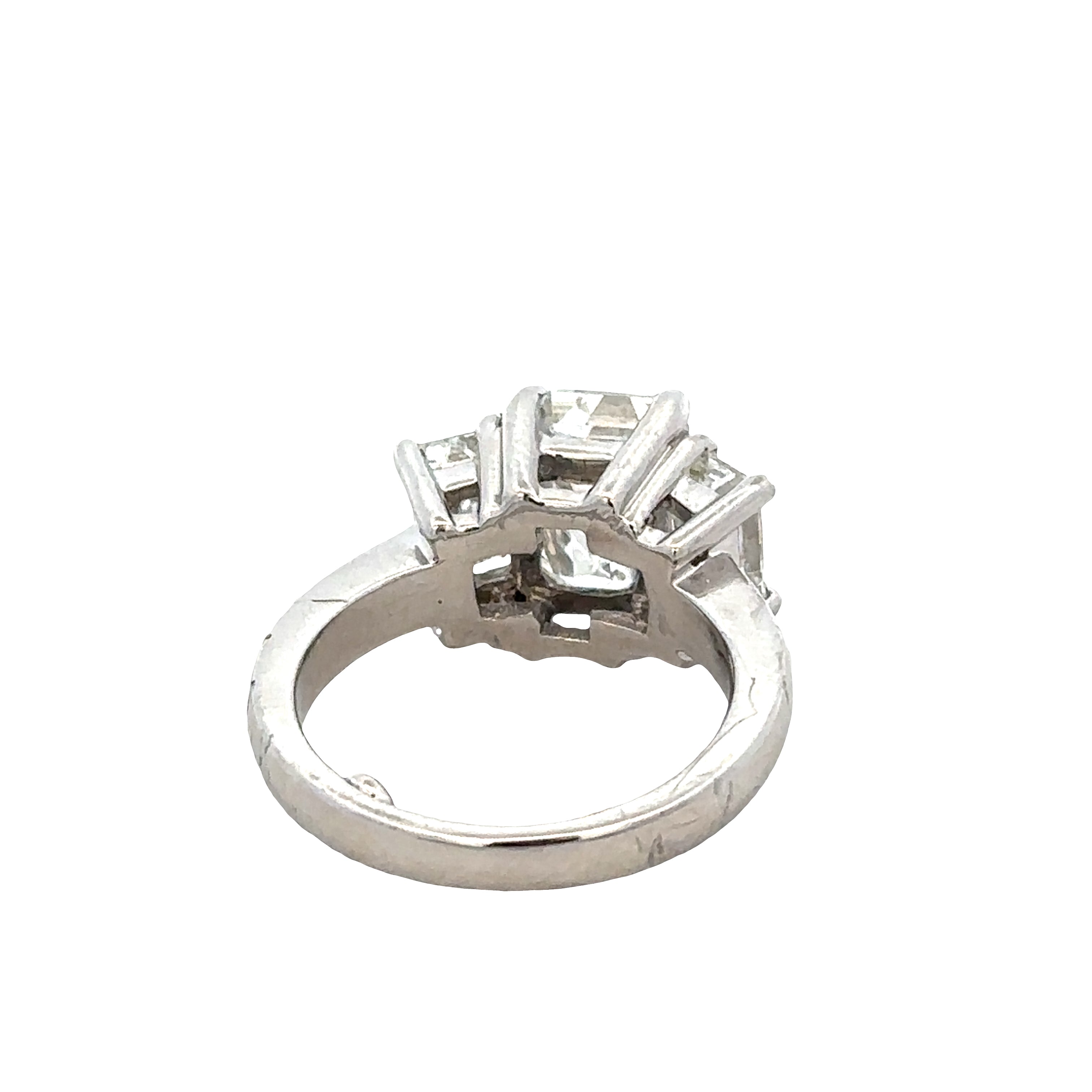 Platinum 4.94 CTW Three-Stone Emerald Cut Diamond Engagement Ring – Size 5