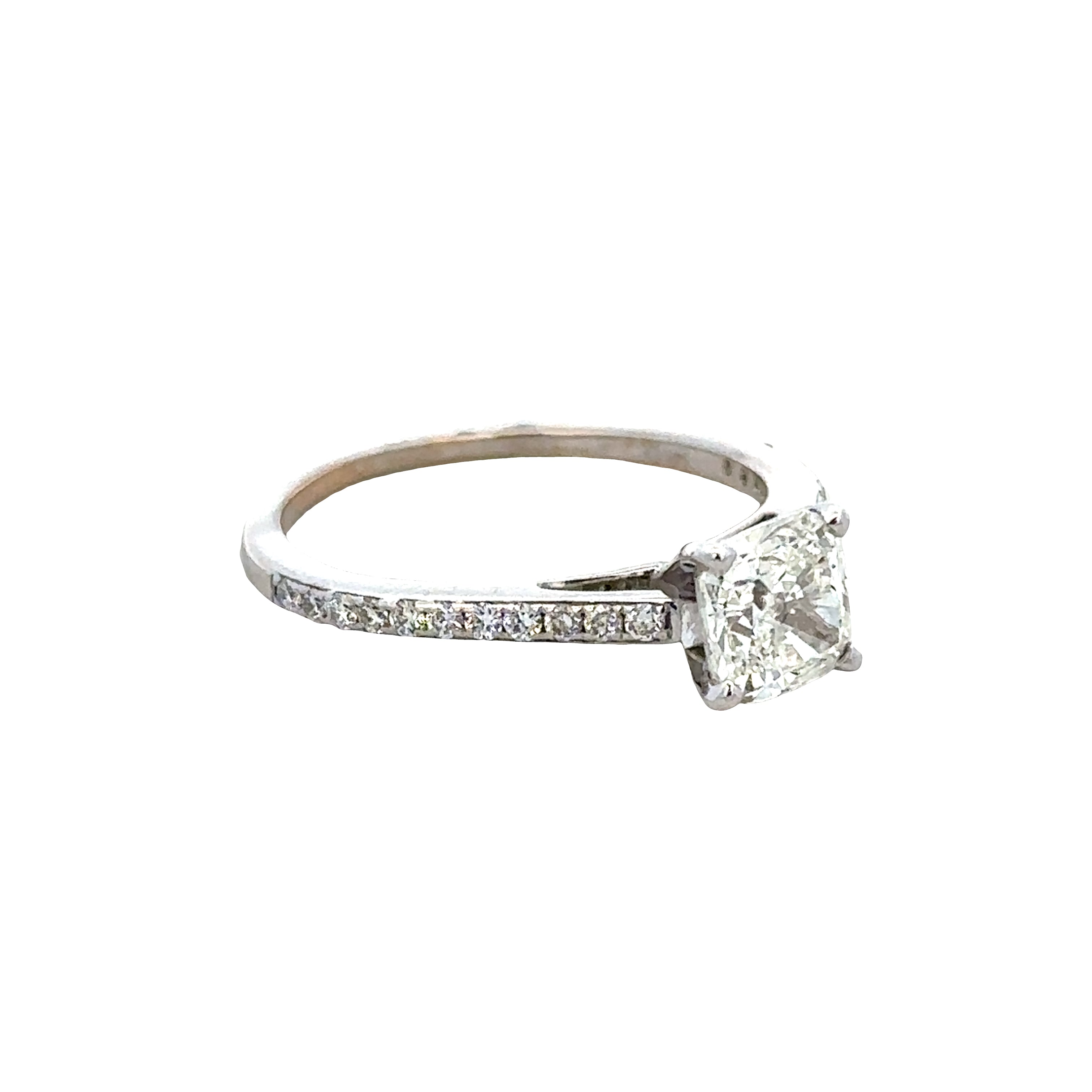 14k White Gold Diamond Engagement Ring – GIA Certified, Size 7