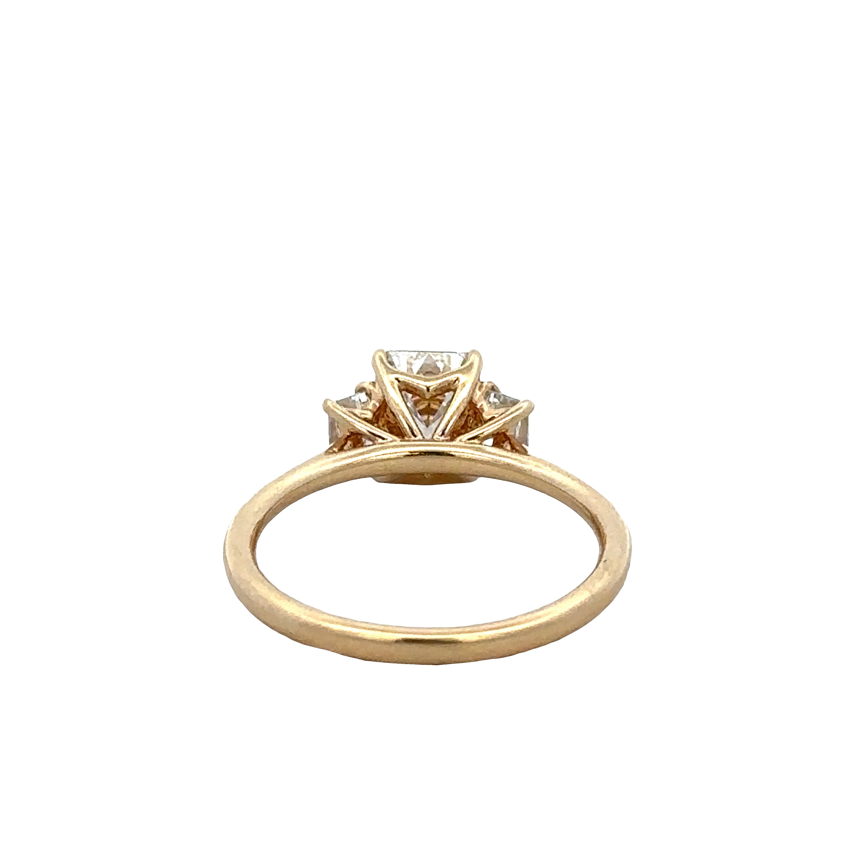 18k Yellow Gold Three-Stone Emerald-Cut Diamond Ring – GIA Certified, Size 6.5