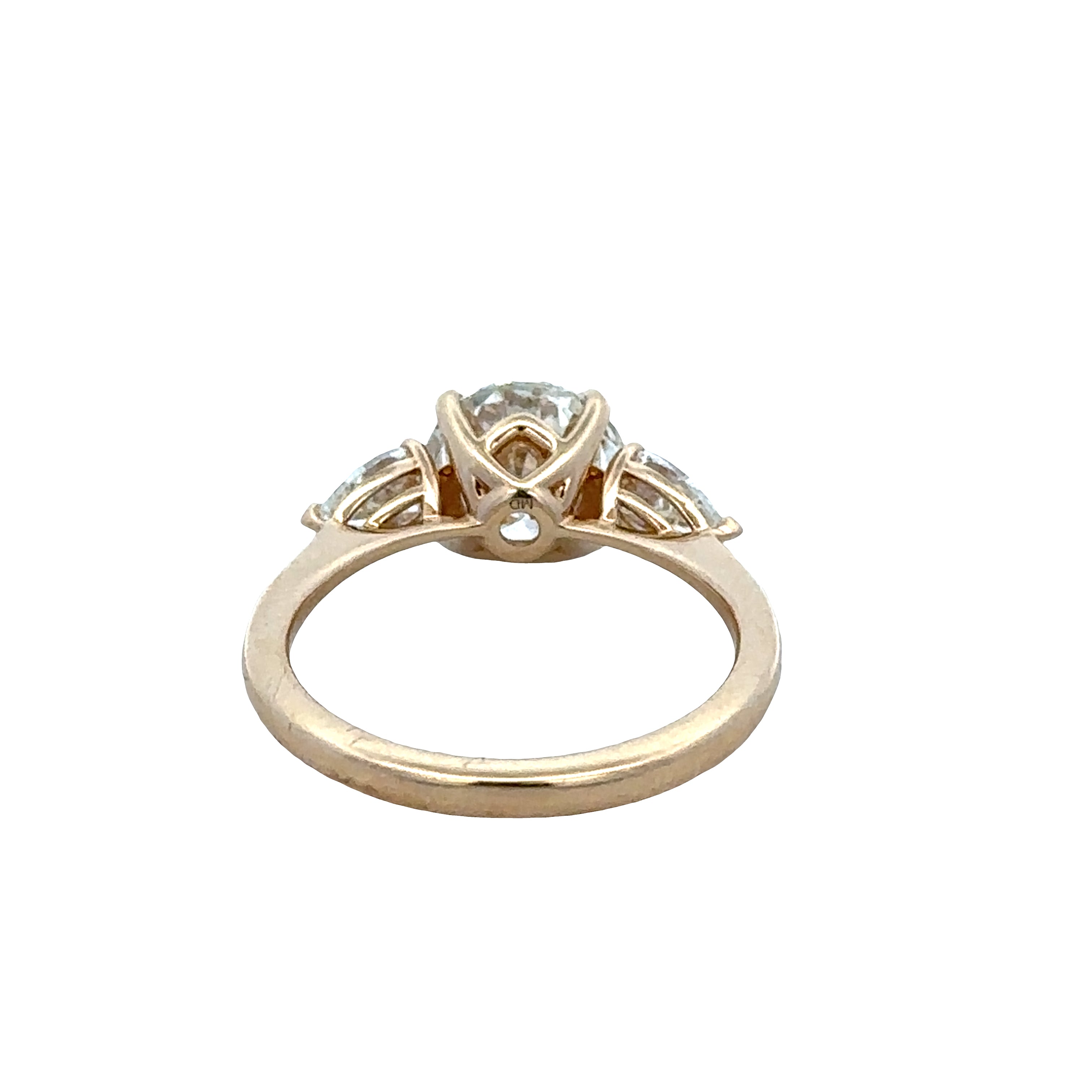 14k Yellow Gold 2.10ct Diamond Engagement Ring with Pear-Shaped Accents – Size 6.75