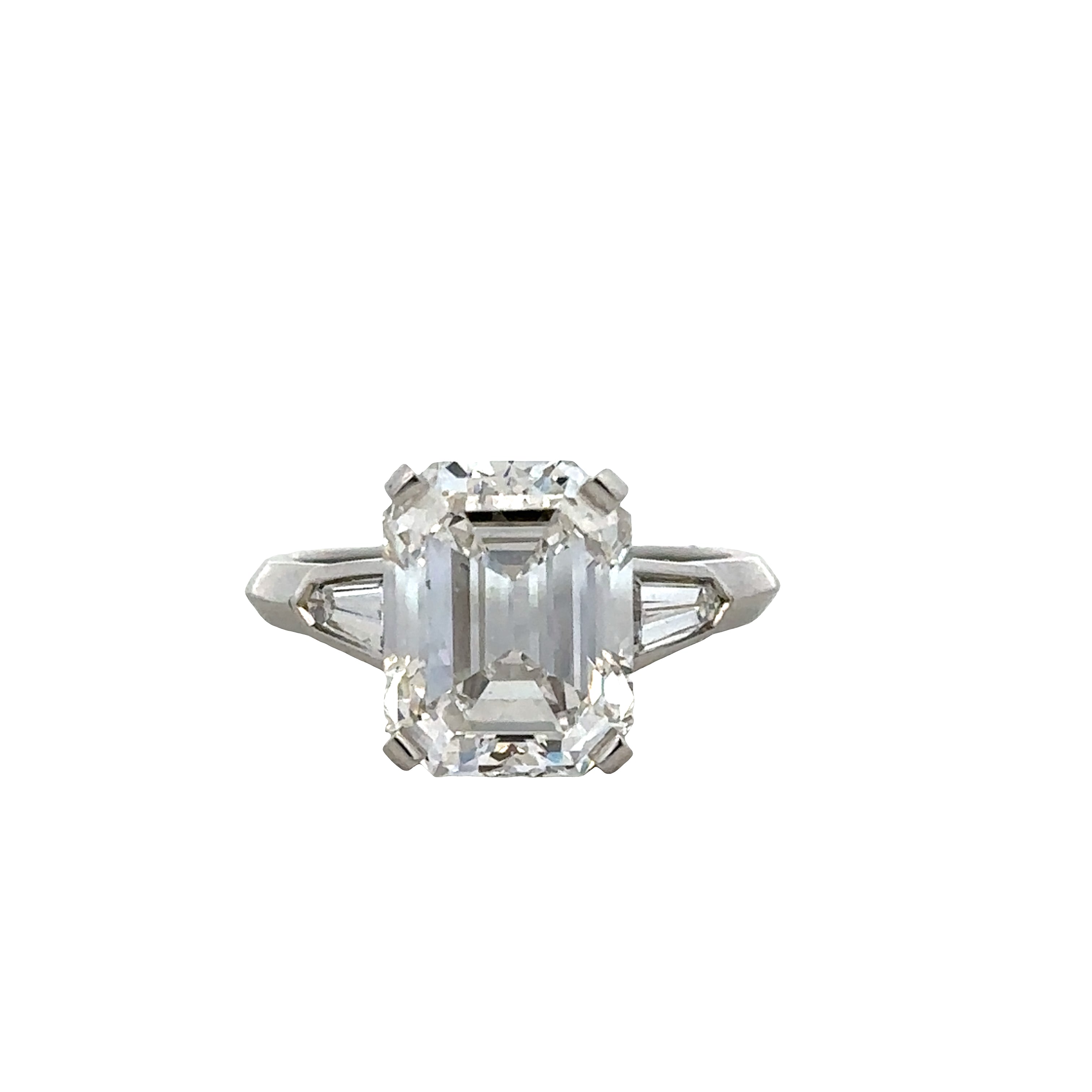 Platinum Emerald Cut Diamond Engagement Ring – Size 5.5