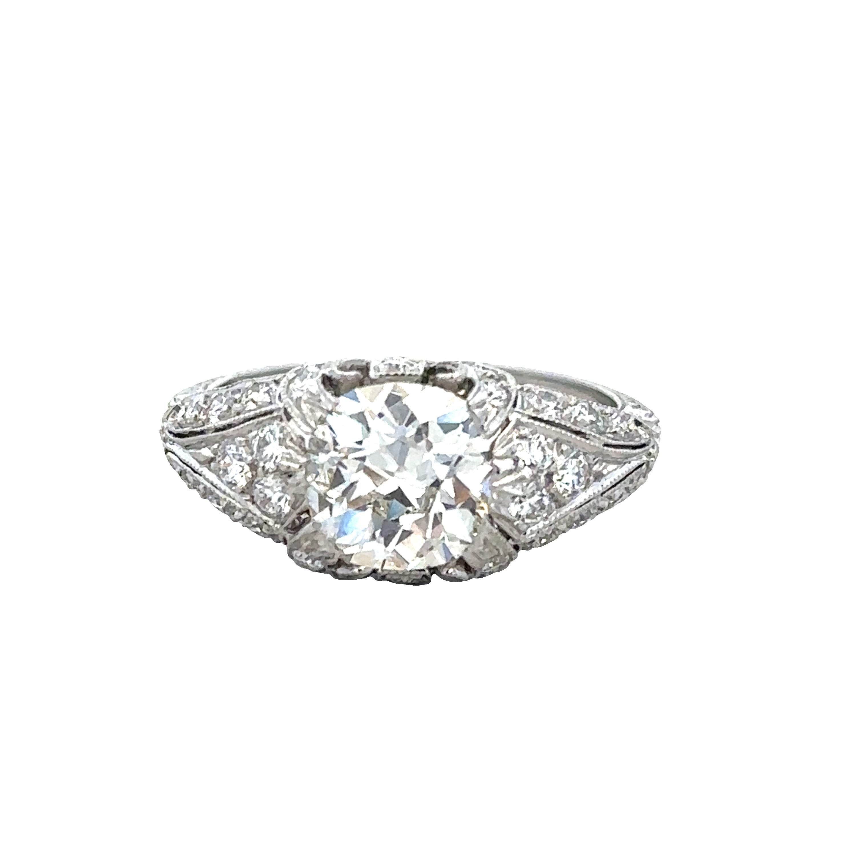 Antique Platinum Cushion Cut Diamond Engagement Ring – Size 6.5 – Circa 1920s
