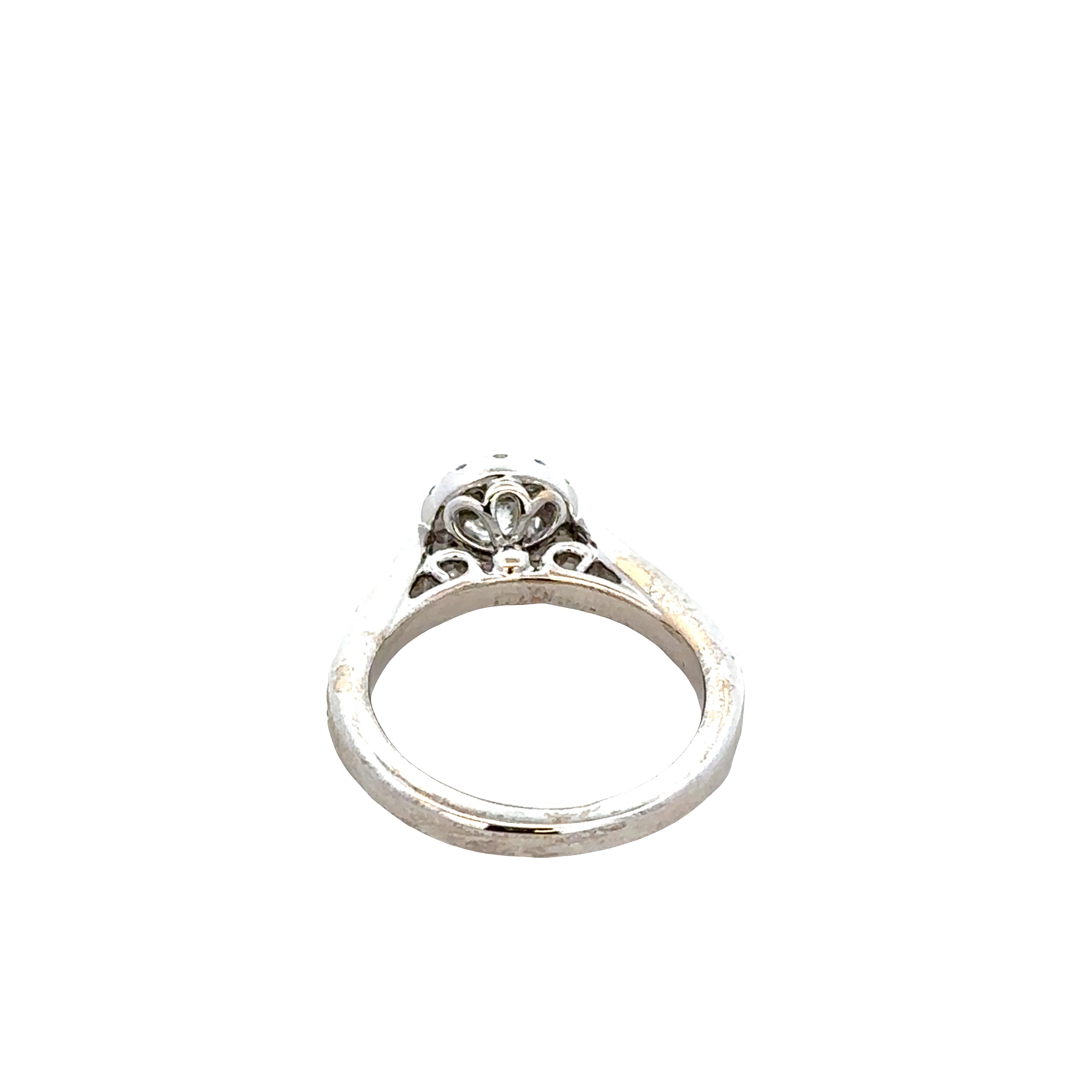 14k White Gold Diamond Halo Engagement Ring – Size 4.25