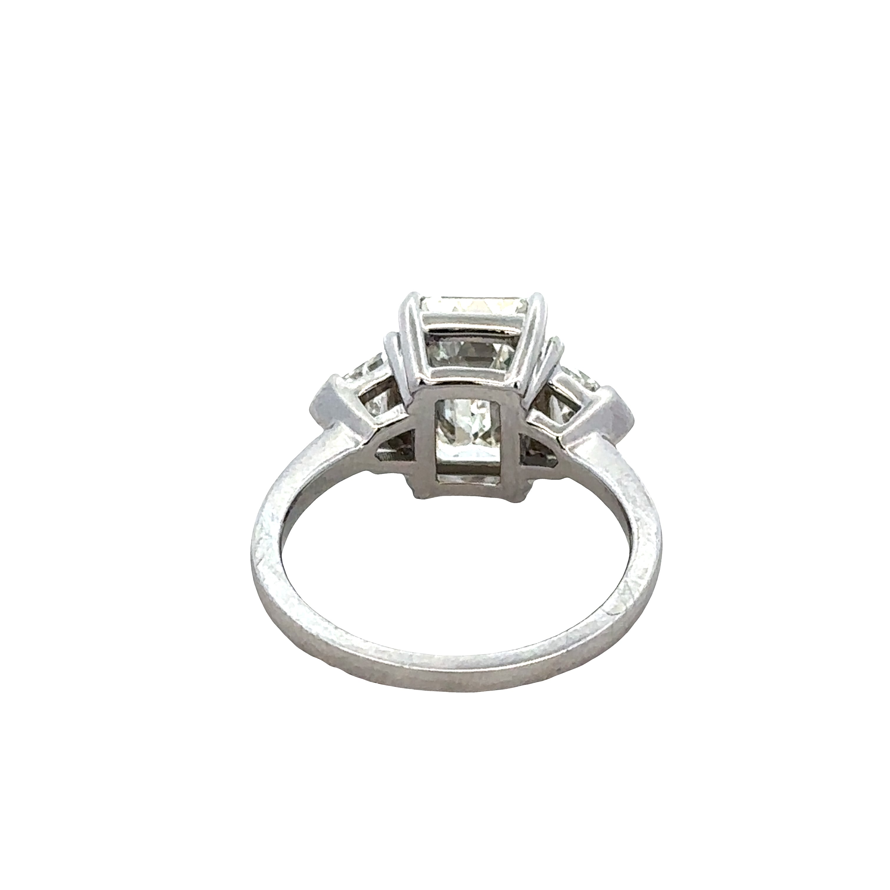 18k White Gold Emerald-Cut Diamond Three-Stone Engagement Ring – Size 6.5