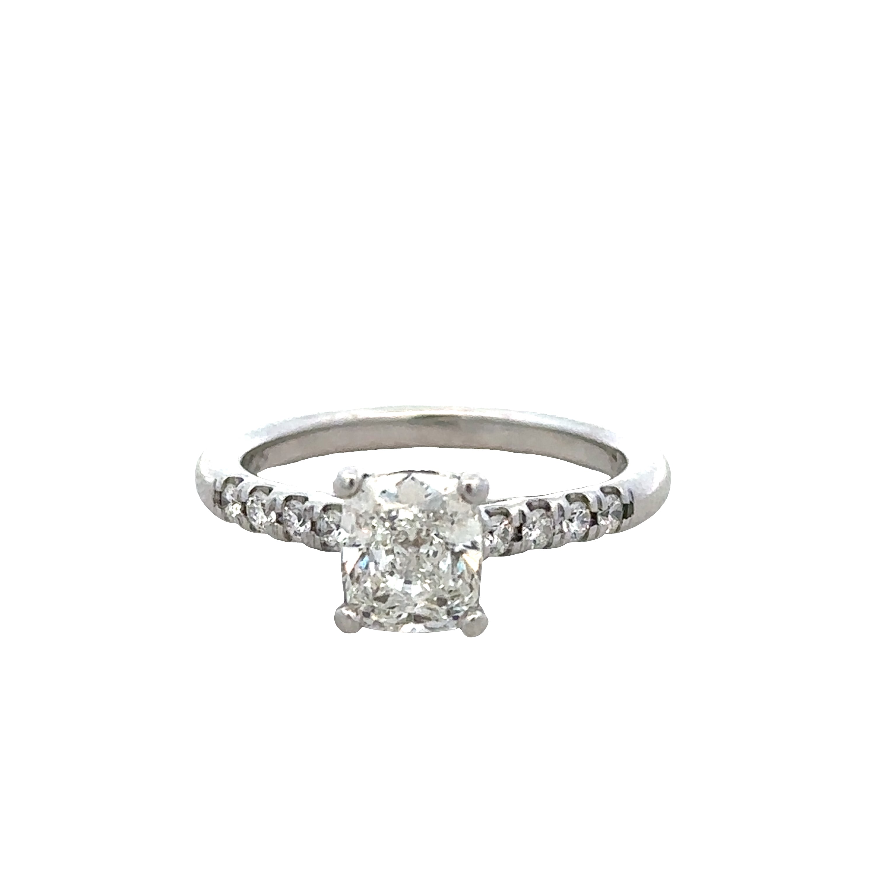 14k White Gold Cushion-Cut Diamond Engagement Ring – GIA Certified, Size 4.25