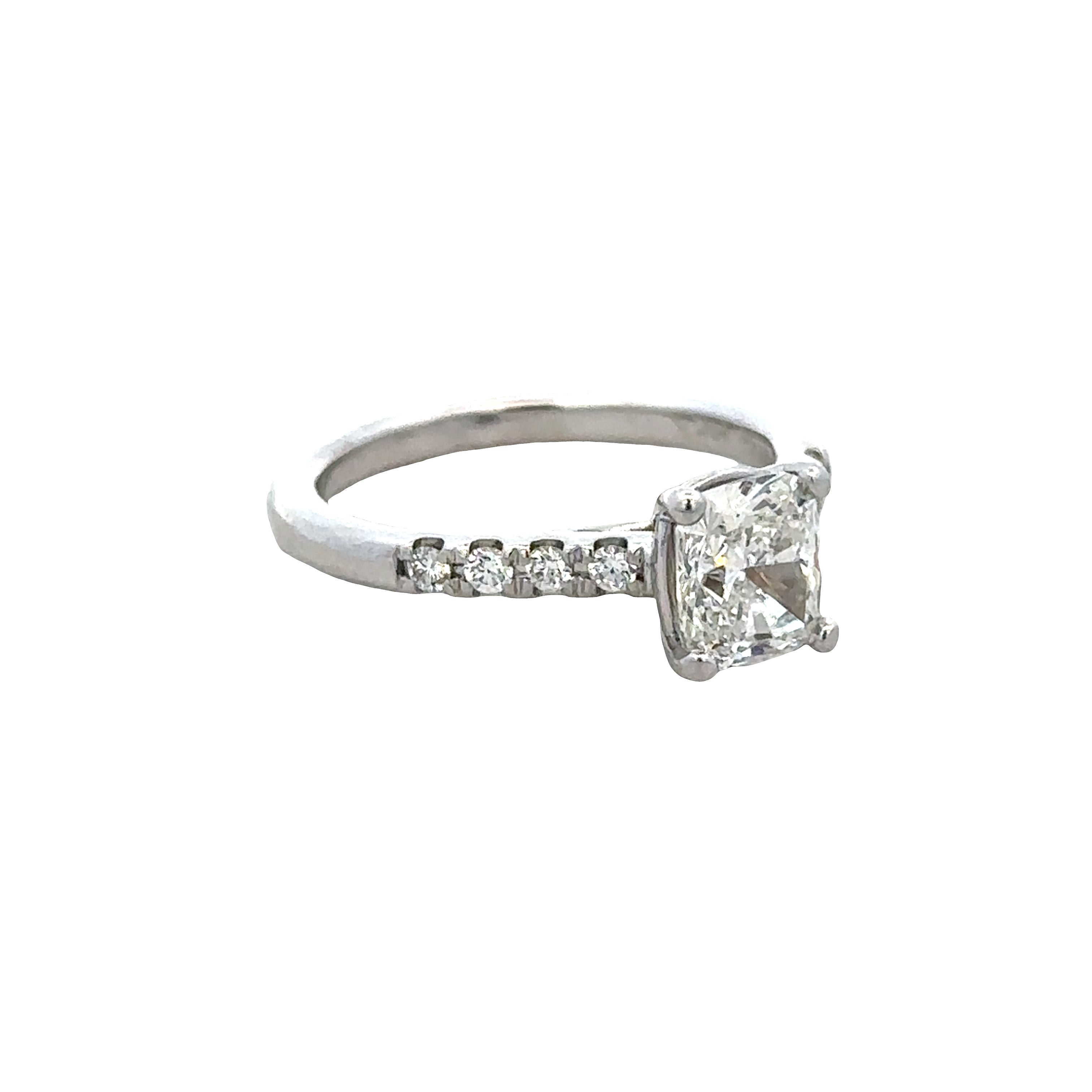 14k White Gold Cushion-Cut Diamond Engagement Ring – GIA Certified, Size 4.25