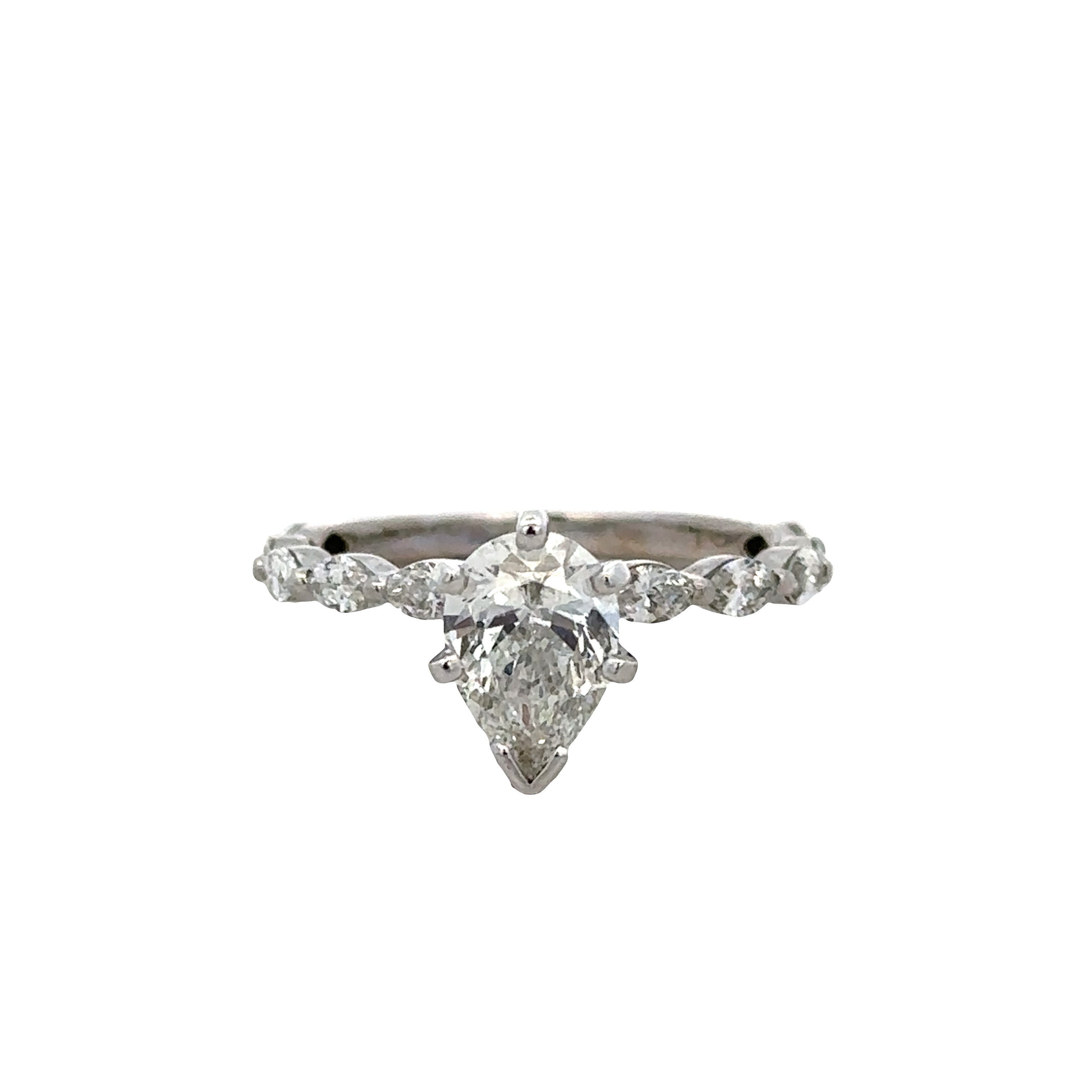 14k White Gold 1.01ct GIA Pear Shape Diamond Engagement Ring – Size 6