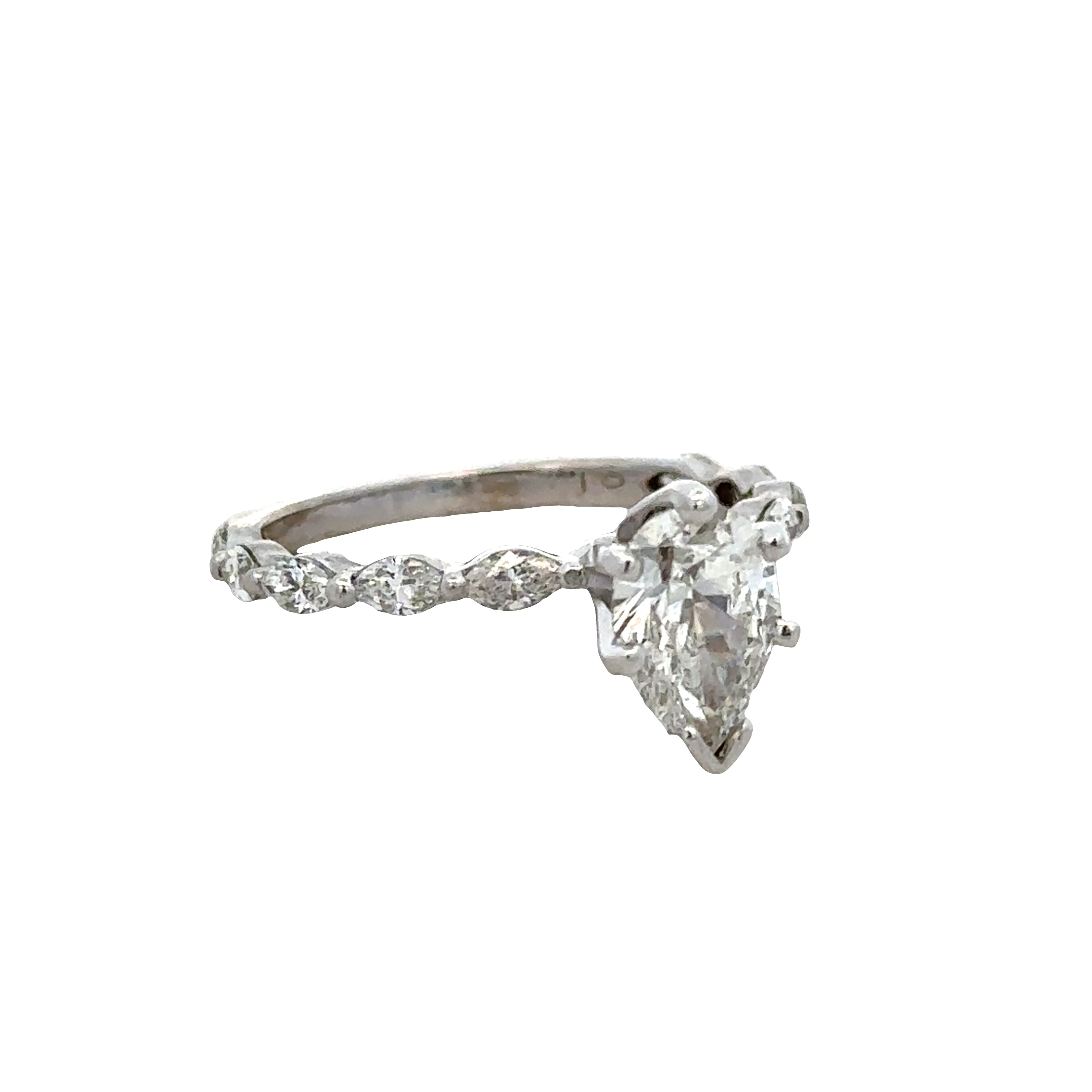 14k White Gold 1.01ct GIA Pear Shape Diamond Engagement Ring – Size 6