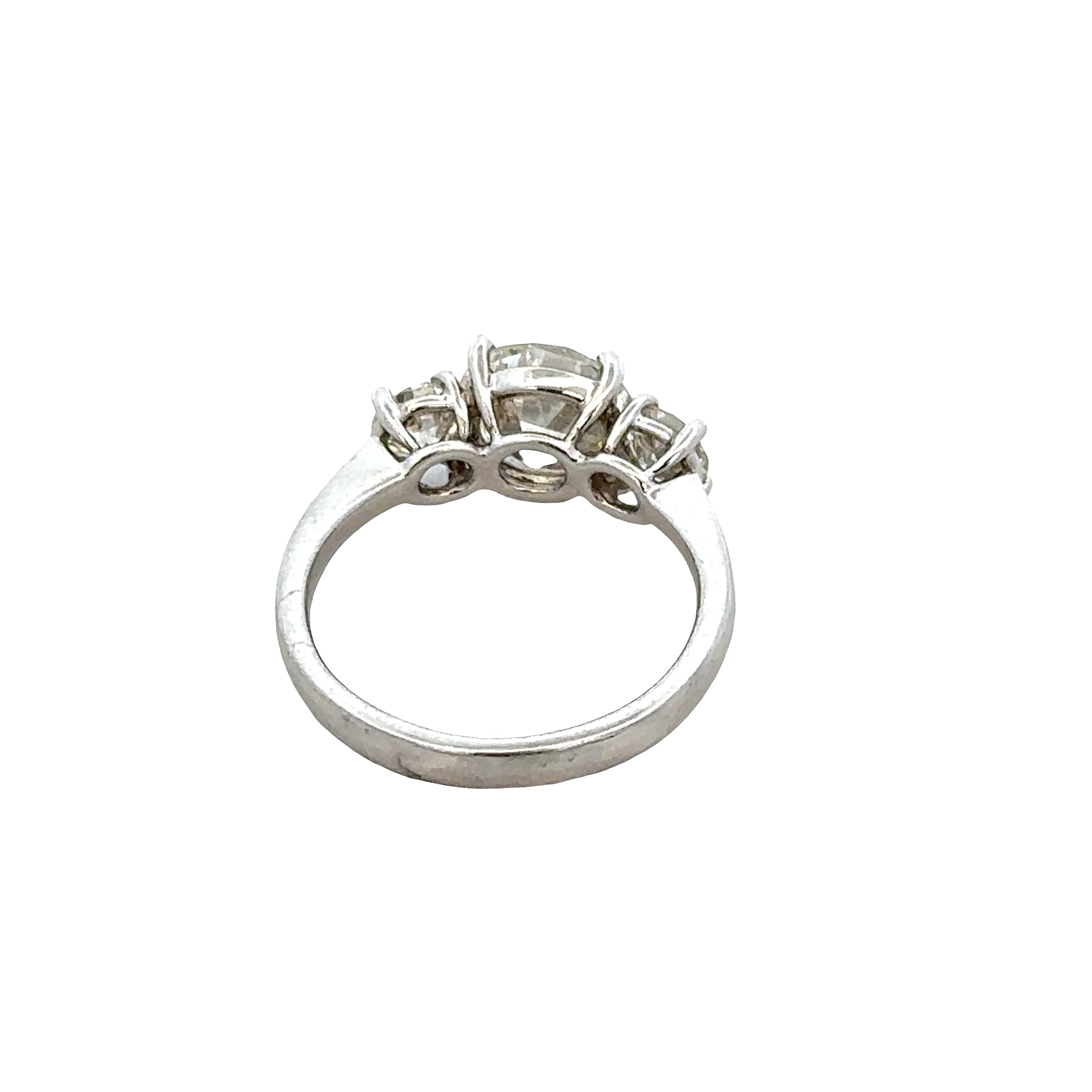 Platinum Old European Cut Diamond Three-Stone Engagement Ring – Size 8