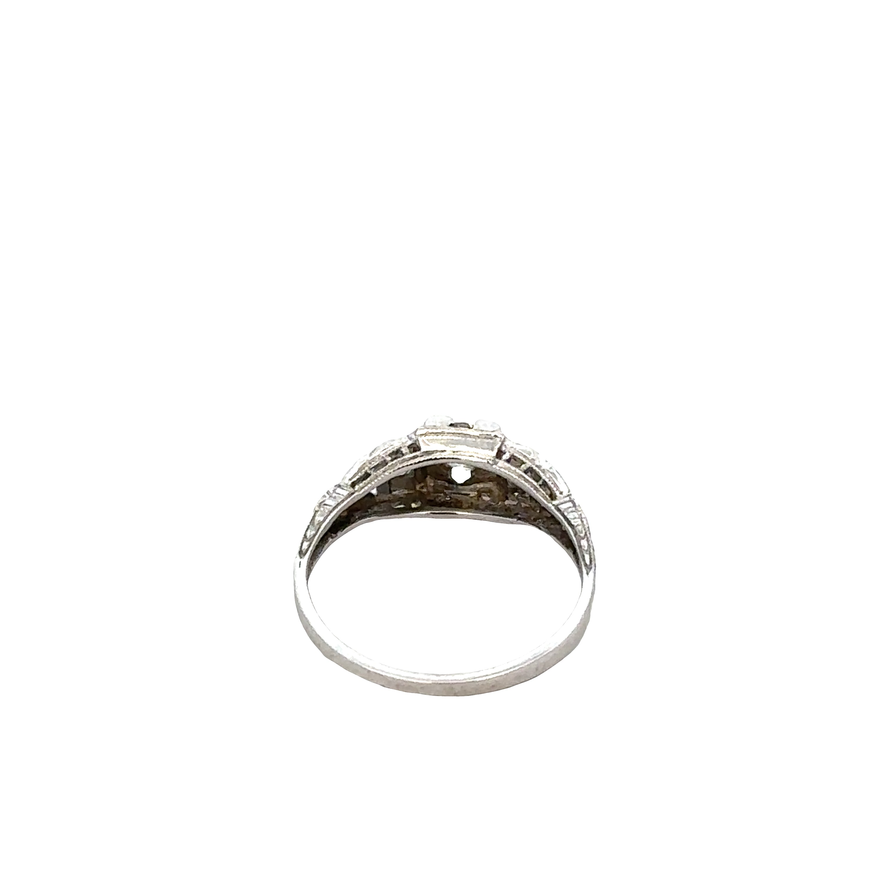 Art Deco 14k White Gold Diamond Engagement Ring – Size 6.75