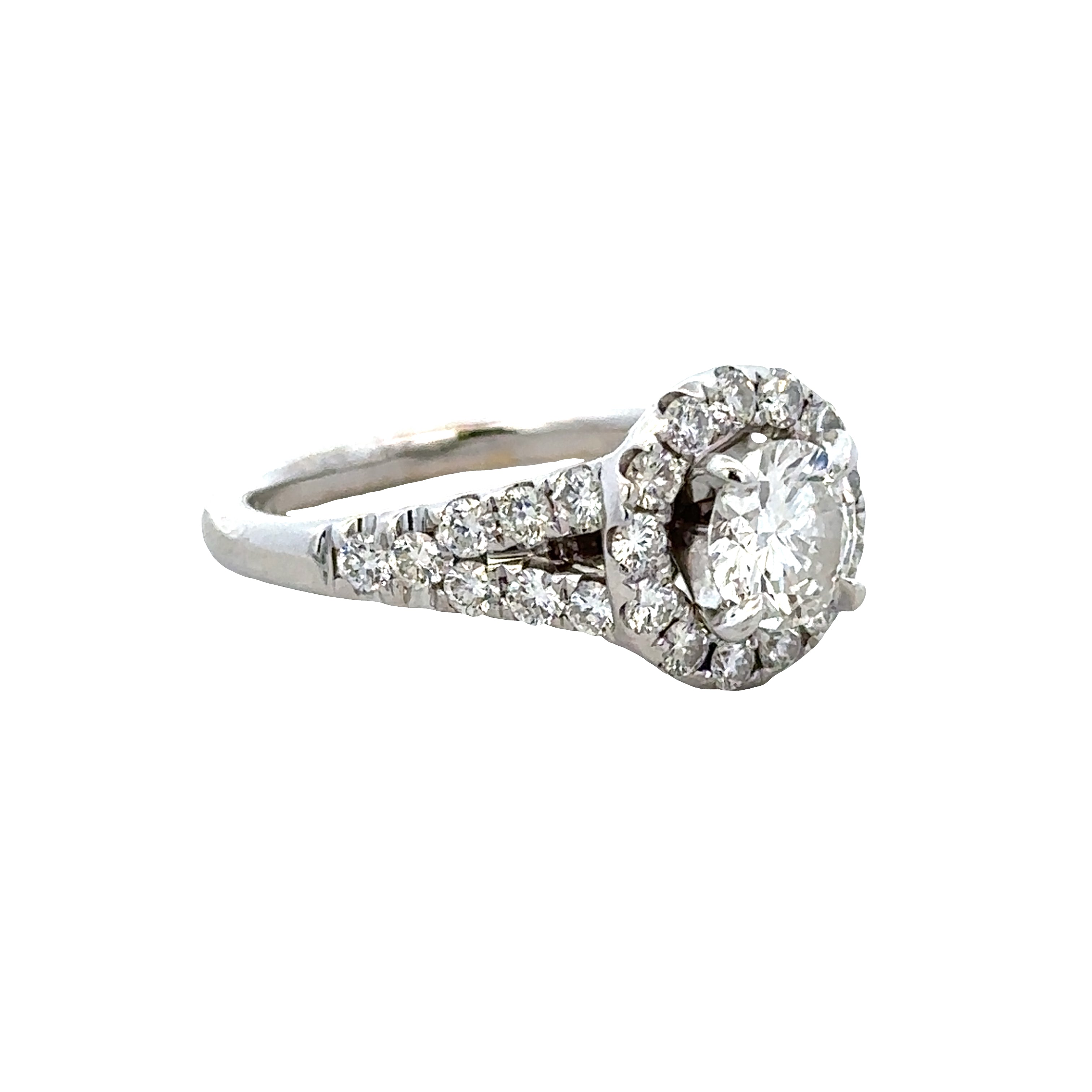 14k White Gold Diamond Halo Engagement Ring – Size 7