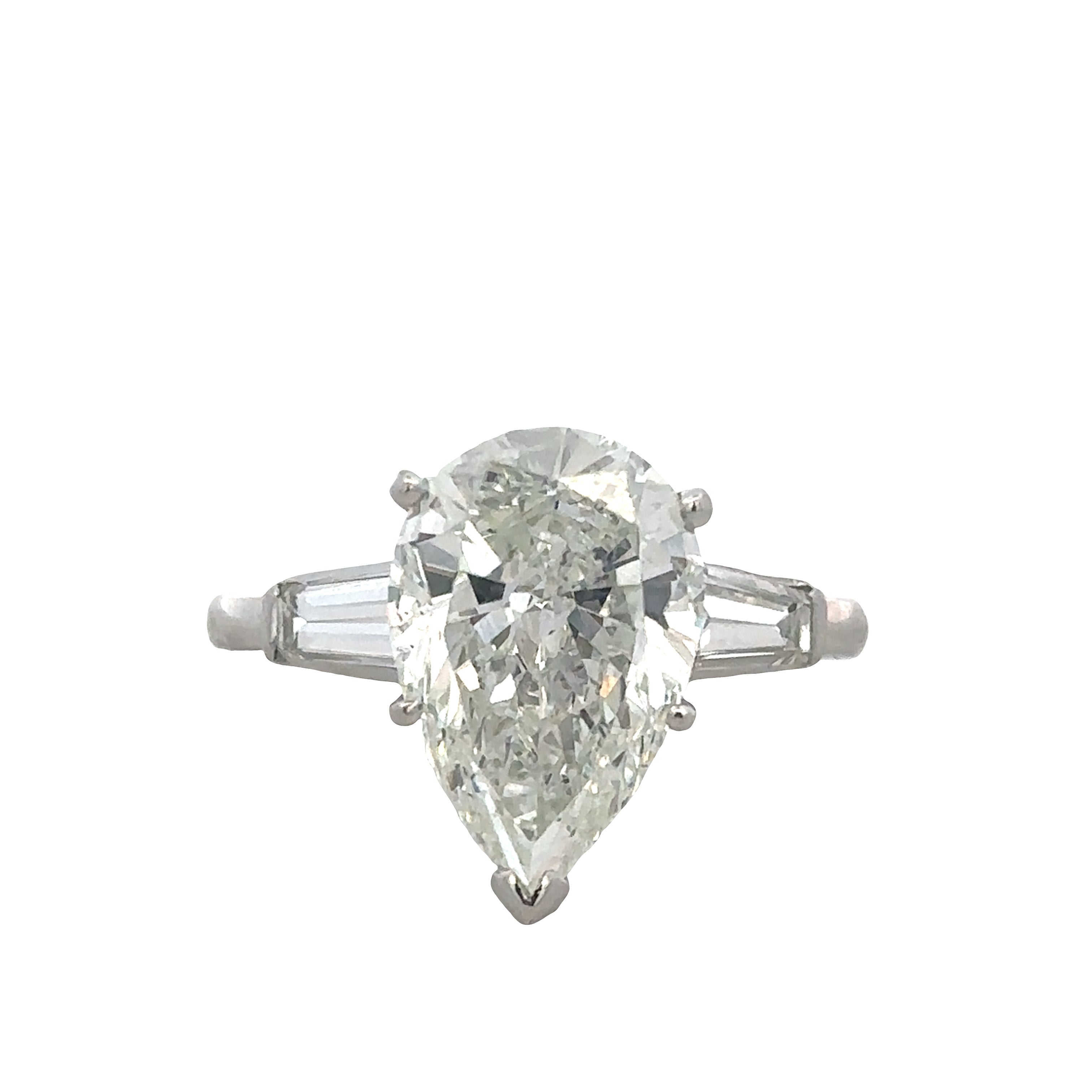 Platinum Pear-Shaped Diamond Engagement Ring – GIA Certified, Size 7.5