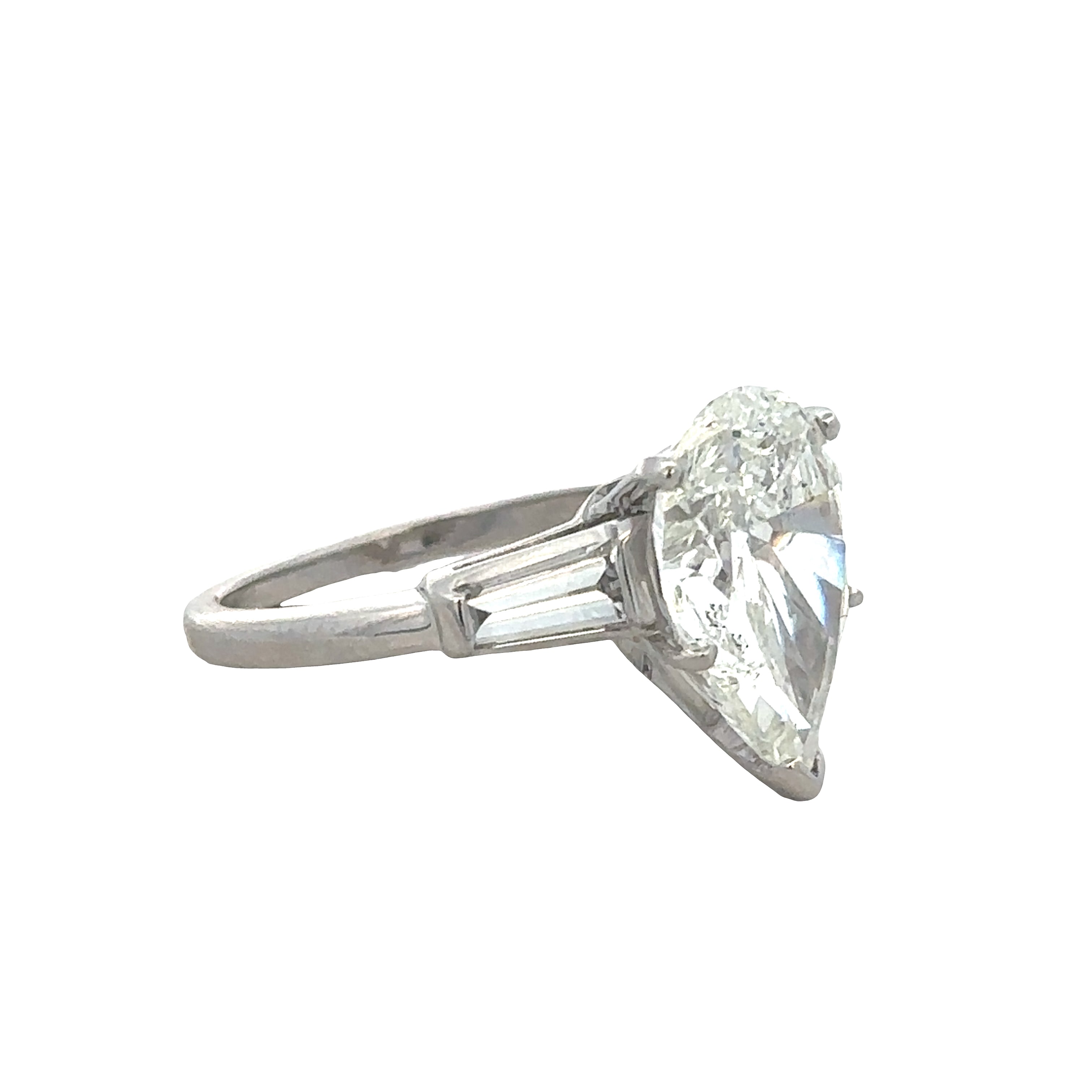 Platinum Pear-Shaped Diamond Engagement Ring – GIA Certified, Size 7.5