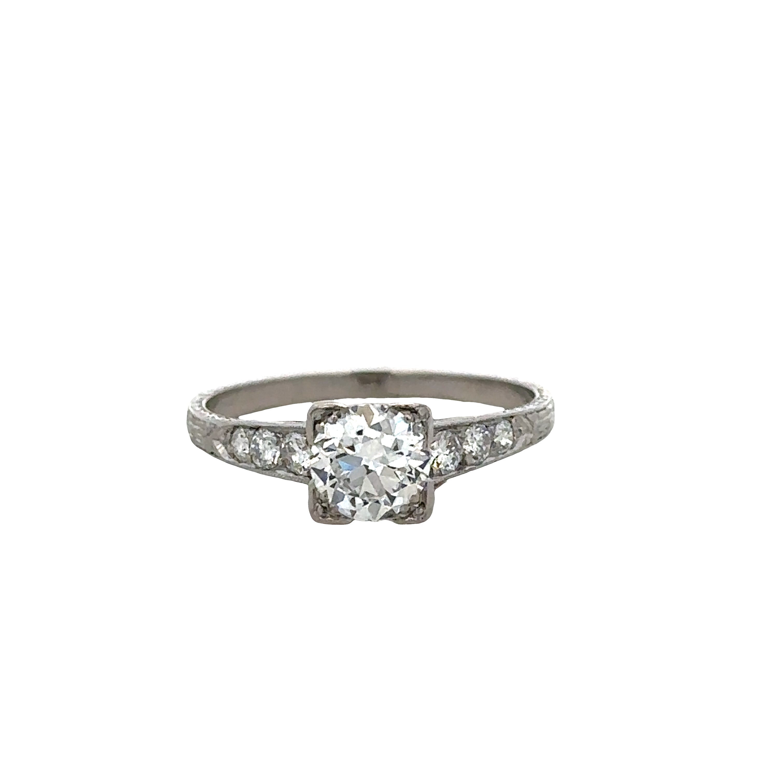 Antique Art Deco Platinum Diamond Engagement Ring – Size 5.75