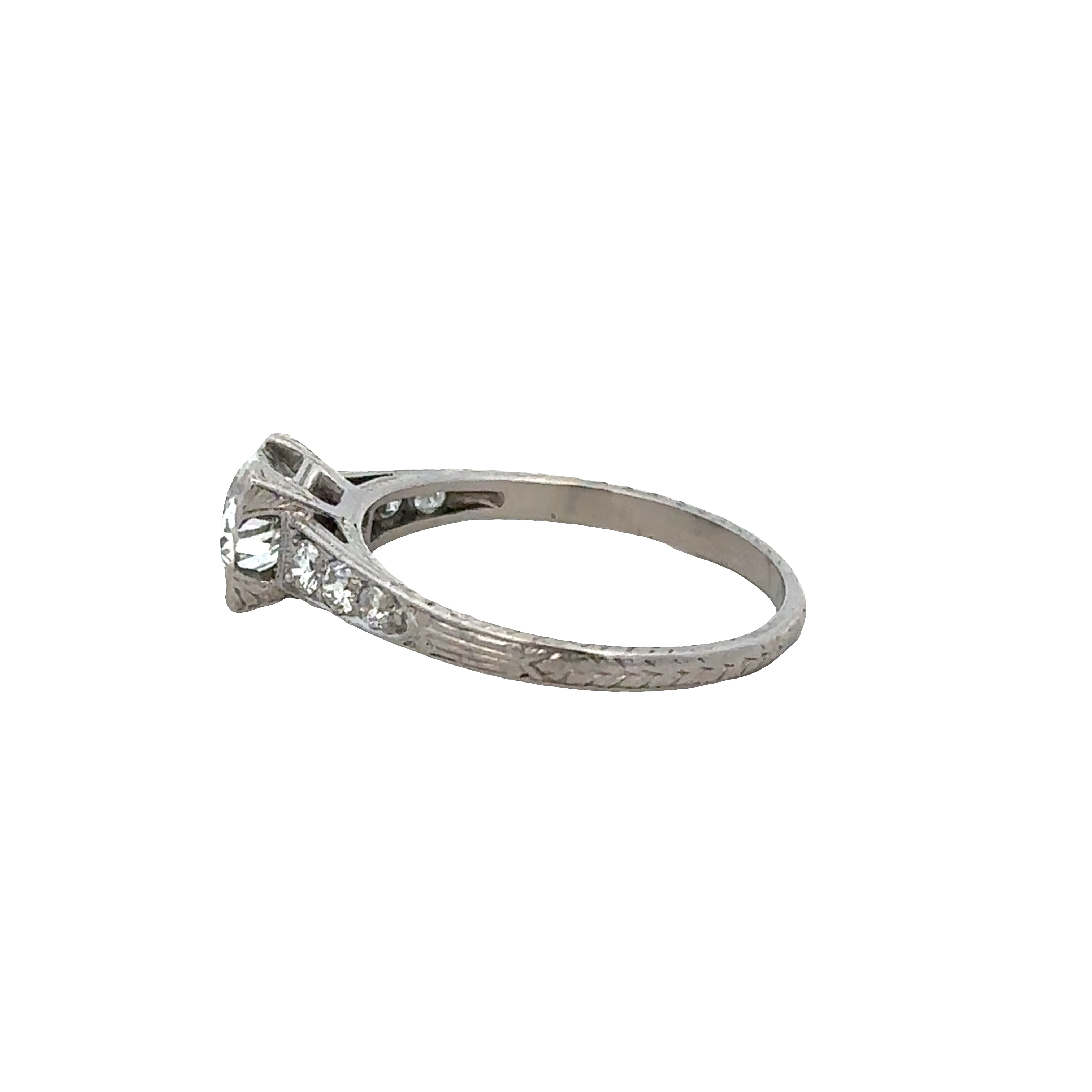 Antique Art Deco Platinum Diamond Engagement Ring – Size 5.75